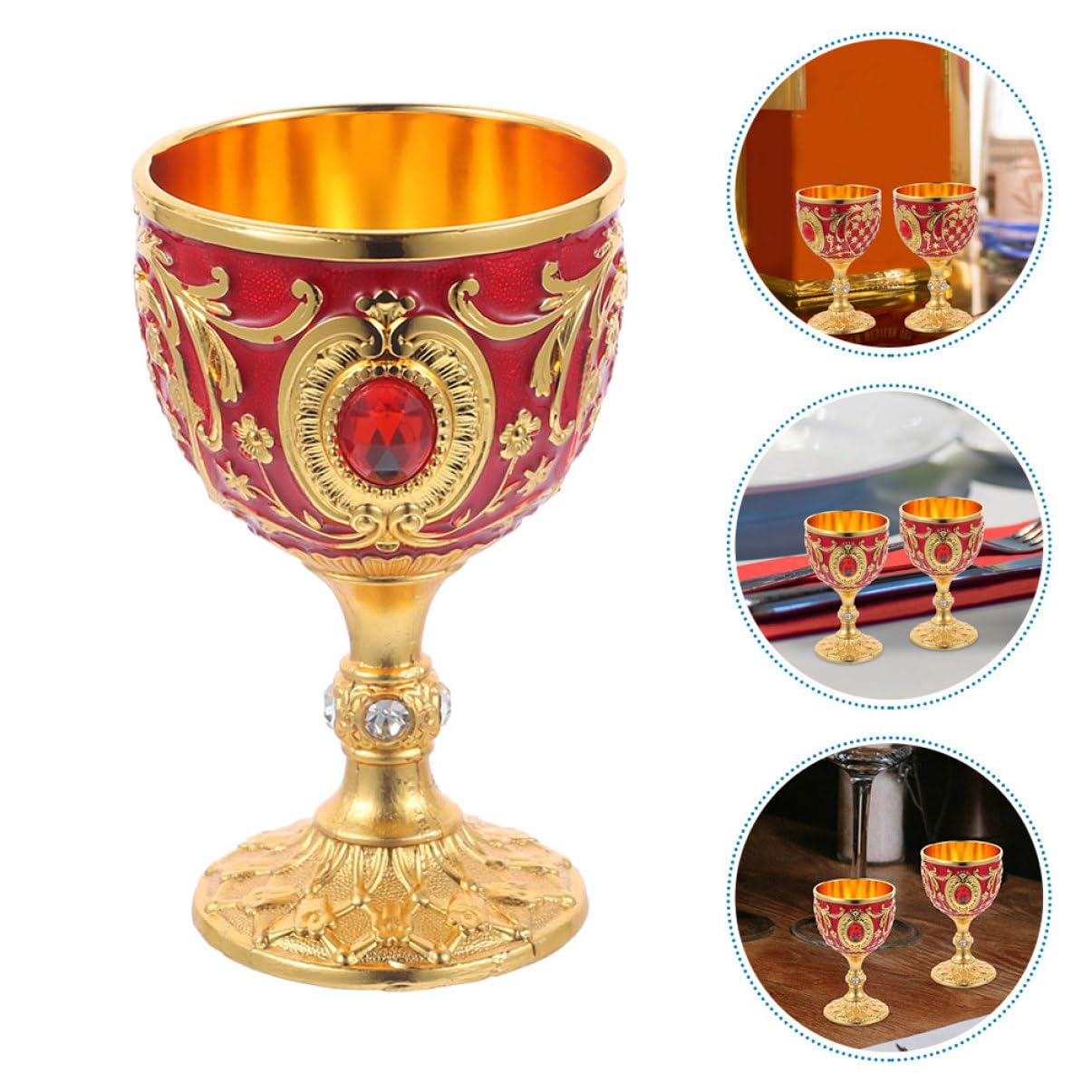 イタリア聖カラフルなドット模様のワイングラス なぶる 2個セット 