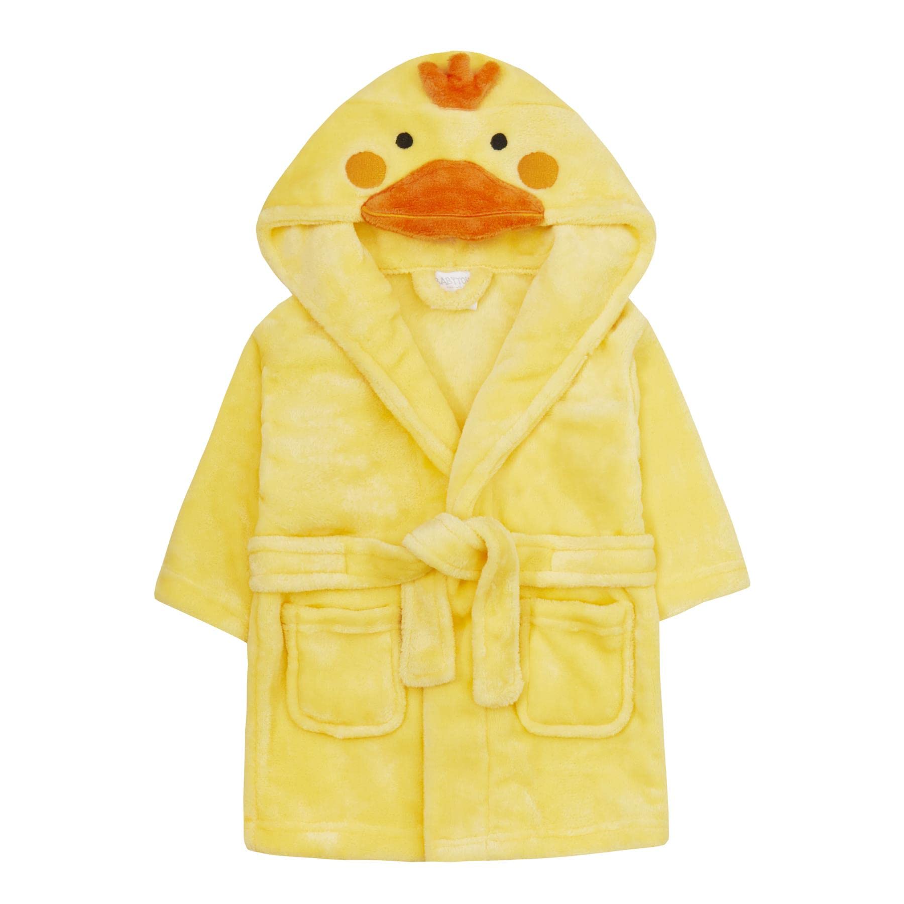 Style It Up Men's Yellow Novelty Duck Baby Boy Girl Babies Dressing Gown Robe Plush Fleece Velvet Soft Cosy Warm Gift, (Duck, 6-12M)