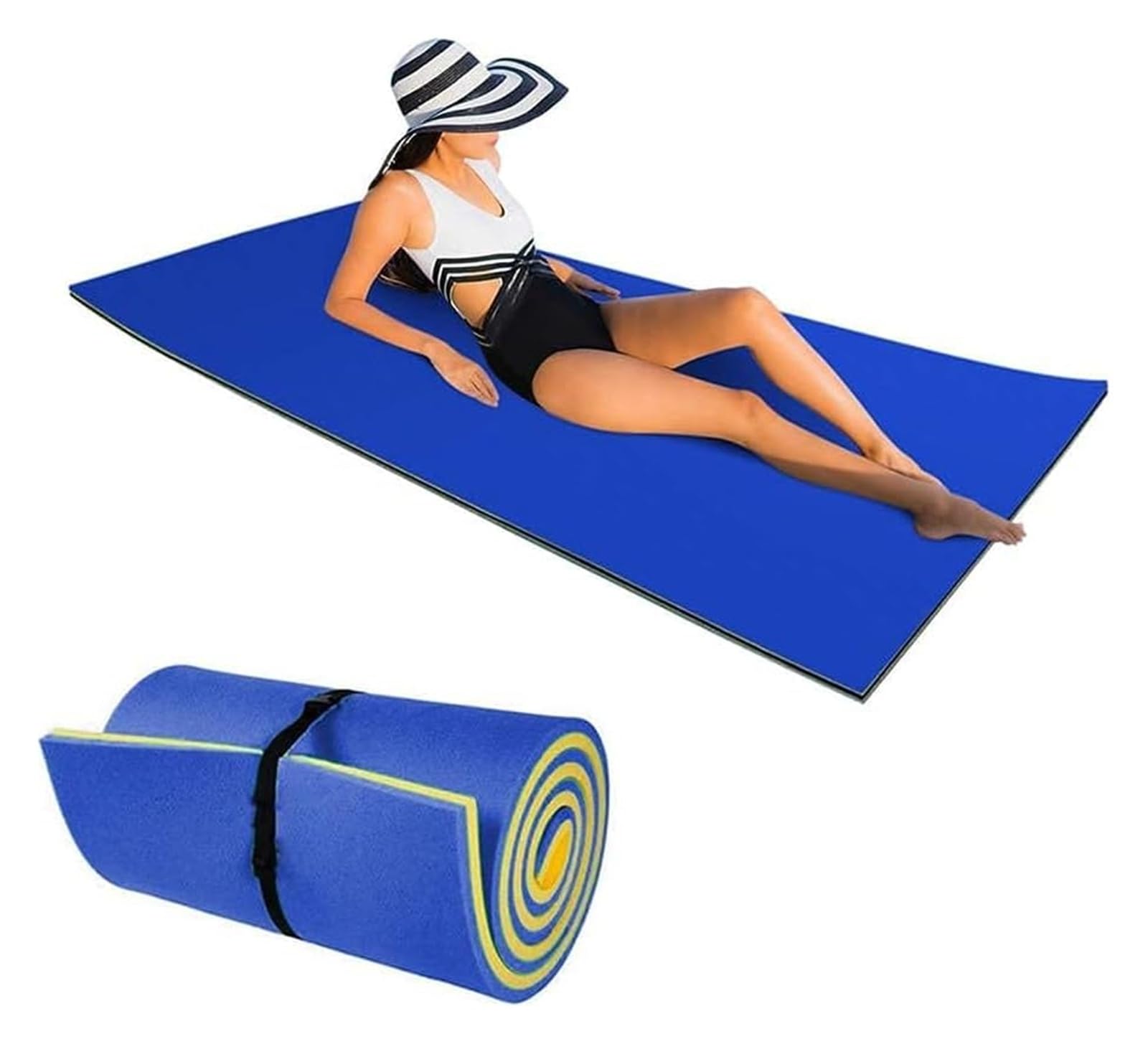 Tapis d'eau flottant bleu 1.8m idéal pour votre détente estivale au lac