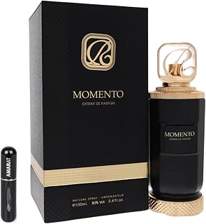 Perfume Momento Eau de Parfum 100ml - Perfume Árabe Unisex de Larga Duración, Incluye Atomizador Recargable 5ML, Fragancia de Lujo Fresca con Notas Cítricas, Romero, Piña y Almizcle (Momento)
