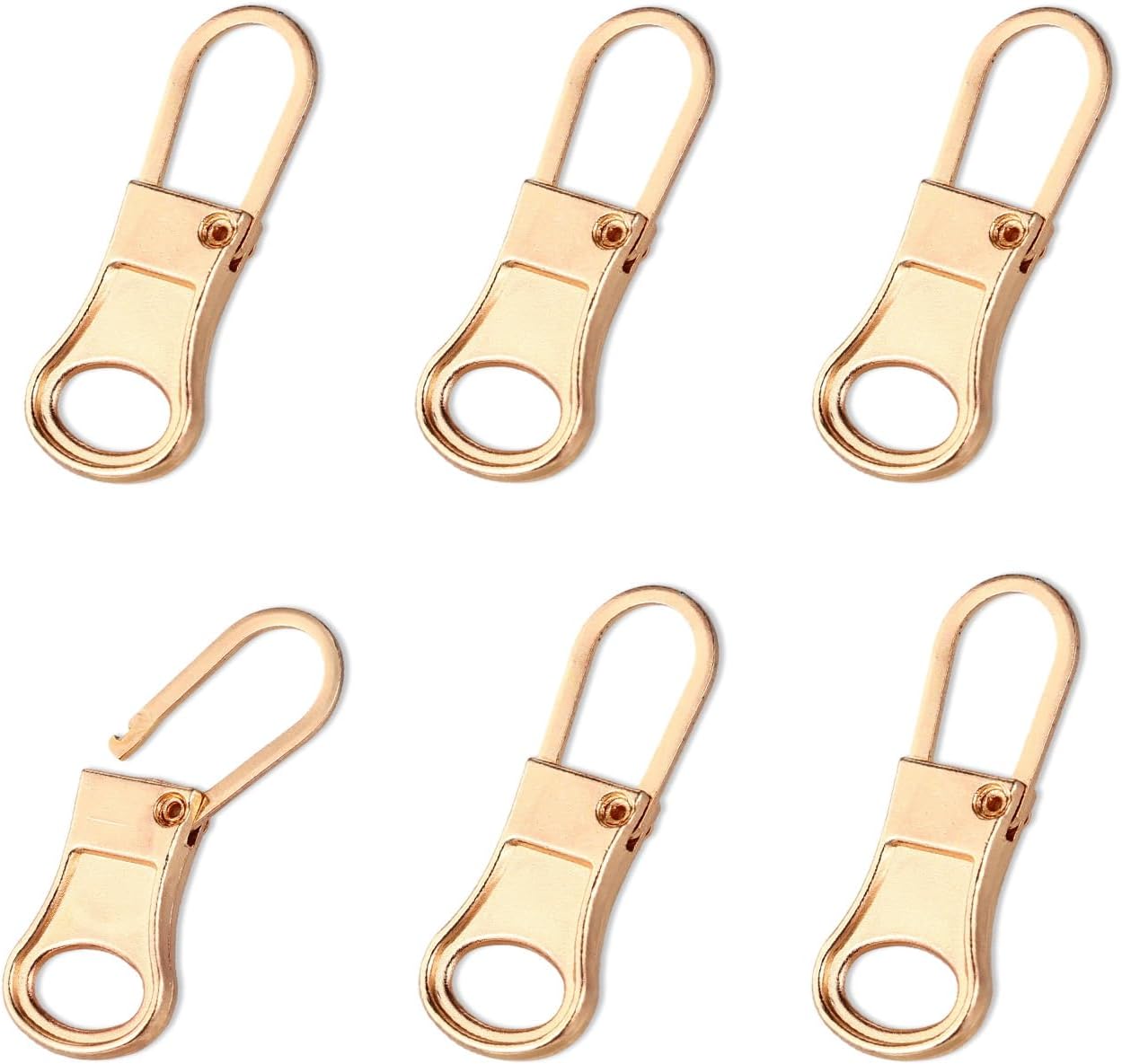 SAVITA 6pcs Detachable Zipper Pulls, Metal Zipper Puller Tab Replacement Fixer Repair Kit for Clothing Jackets Pants Coat Suitcase Bags Backpacks Luggage Purses (Gold)