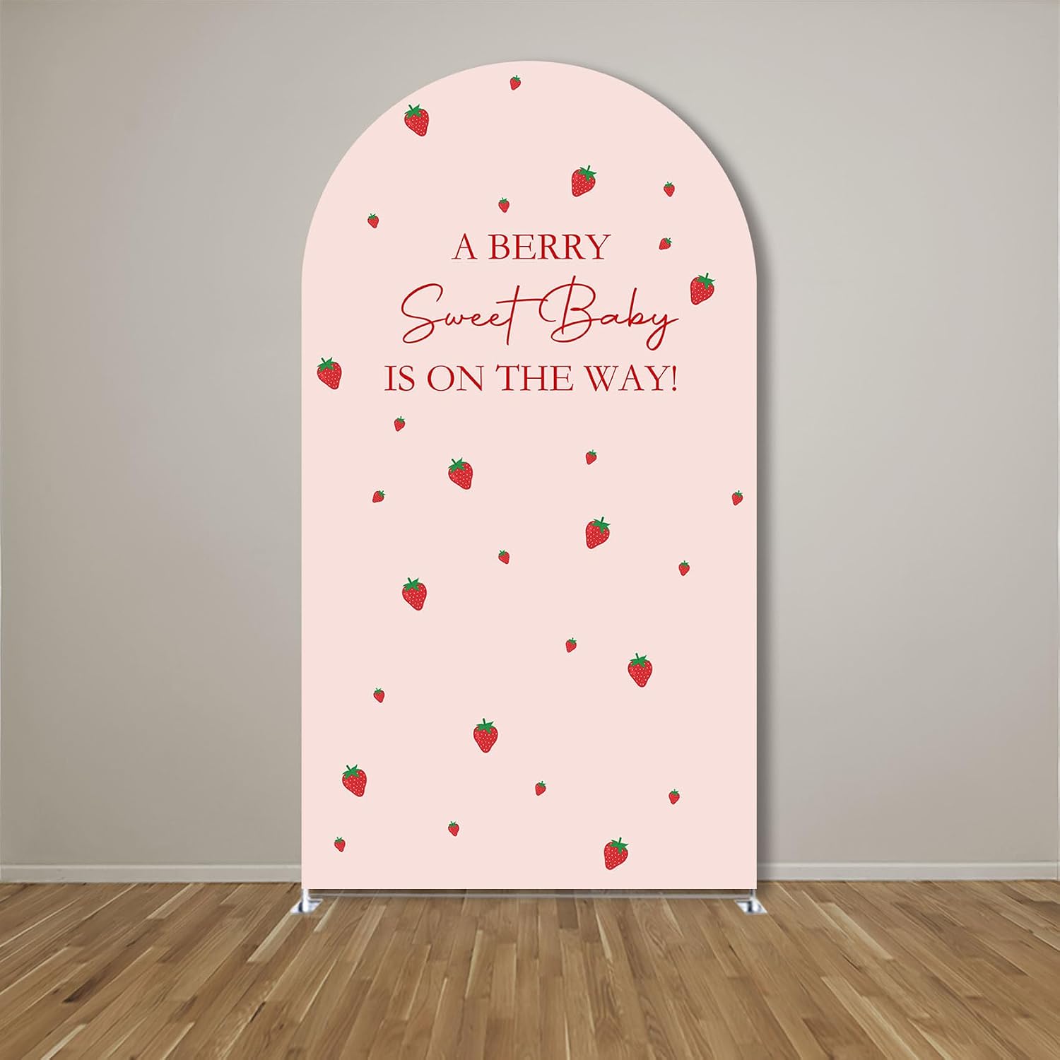 A Berry Sweet Baby is On The Way Arch Backdrop Cover Pink Strawberry Birthday Party Decorations Arch Stand Covers Baby Shower Fiesta Parties(3x6ft Cover,3892)