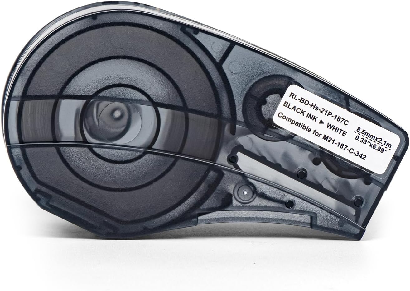 Heat Shrink Tubing Label Tape Compatible for M21-187-C-342 Work with M210, M210-LAB, M211, BMP21-PLUS, BMP21-LAB Printers Black on White 0.33" Width 6.8' Length