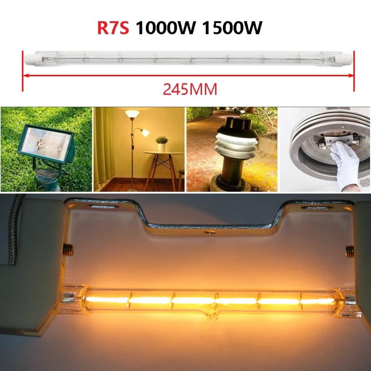 10-Pack R7s Halogenlampe 254mm 230v 2700k Warmweiß doppelseitiger T3 J-Typ lineare Flutlichtlampen (1500w/254mm-230v)