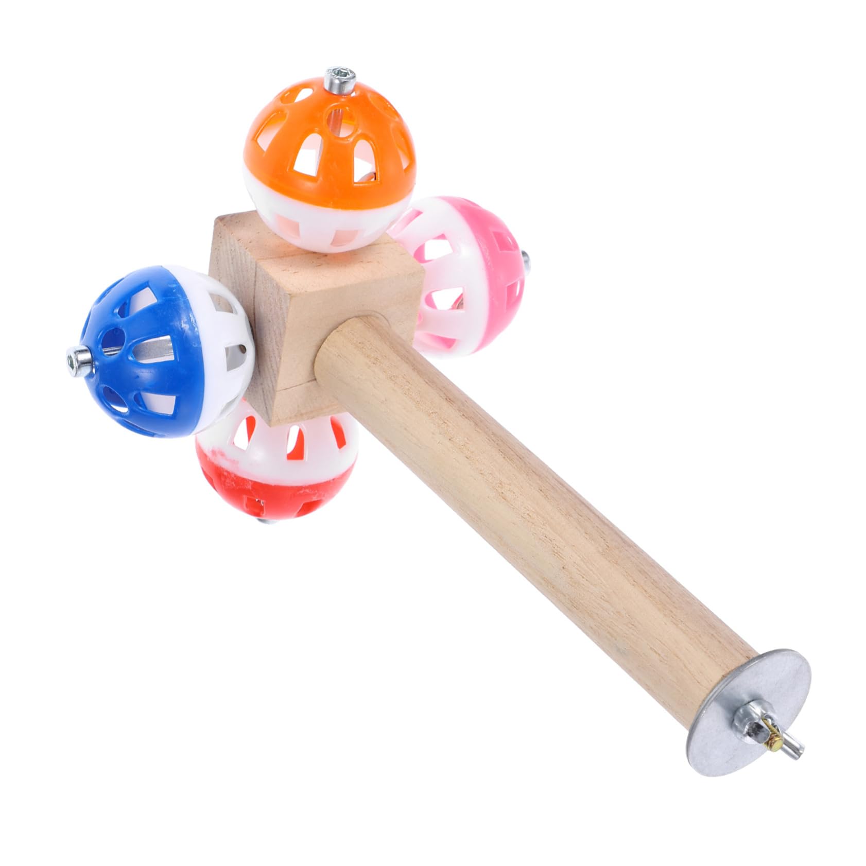VANZACK 3pièces Perchoir à Oiseaux Bois avec Ballon Rotatif Jouet Activité pour Perroquets Et Perroquets Conures Accessoire Naturel pour Cage à Oiseaux