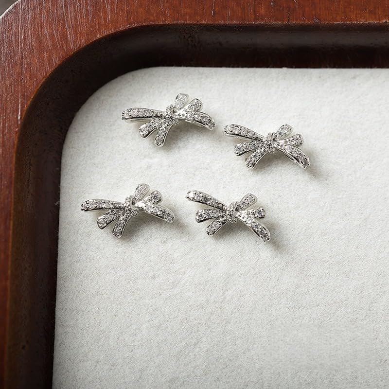 Bow Nail Charms Set 3PCS 13.5x6.5mm 3D Zircon Rhinestone Nail Art Decorations Elegant Cute Nail Accessories Kit