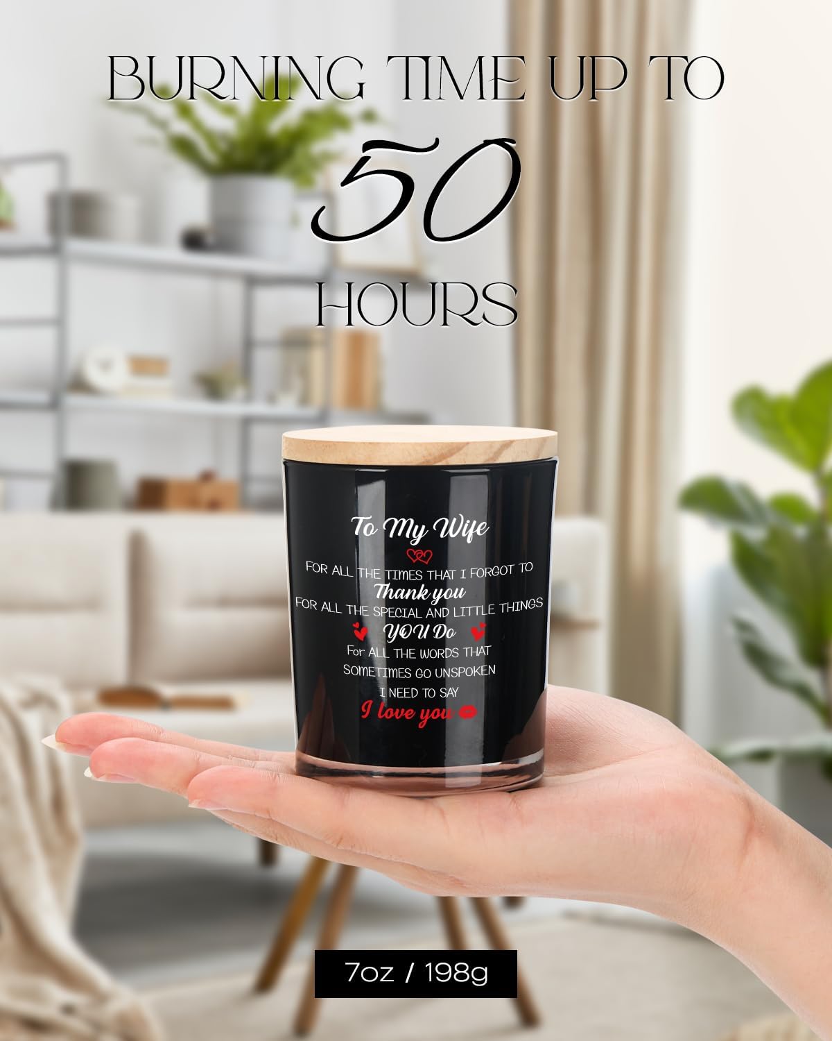 BeauGift Valentines Day Gifts for Her Wife, Birthday Anniversary Candle Gift for Women from Husband, Best Wife Ever Gifts with Healing Crystal Romantic I Love You Presents - Image 4