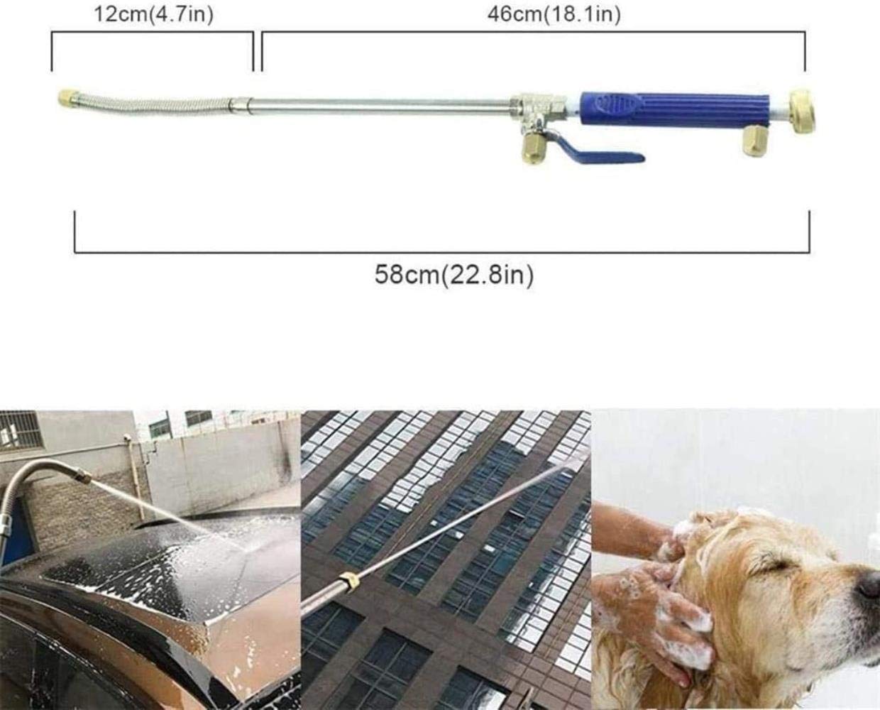 Pistola a spruzzo per tubo da giardino, pistola a spruzzo ad alta pressione, perfetta per auto e animali domestici