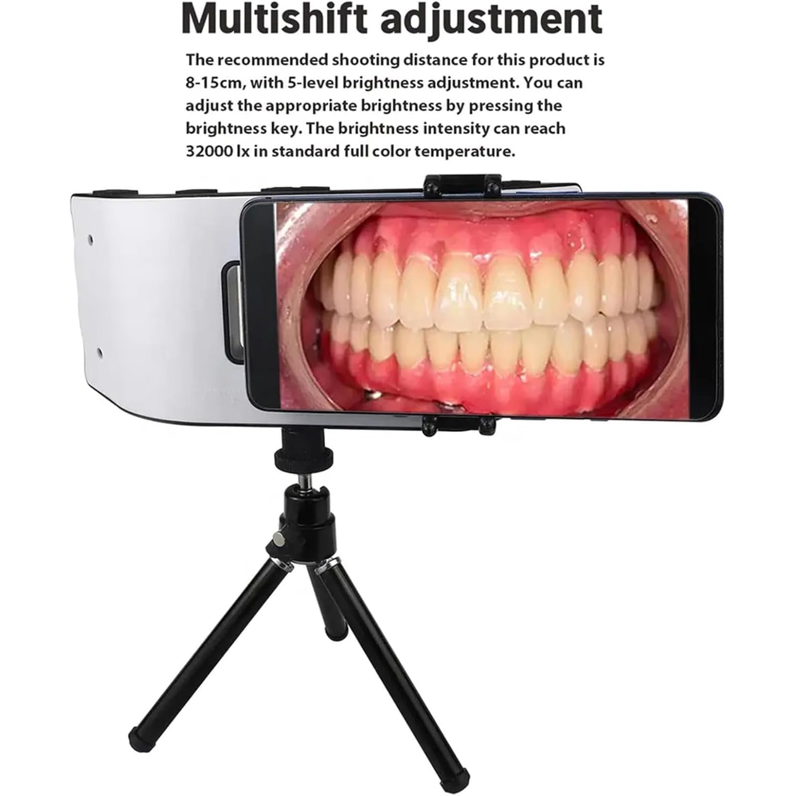 Luz móvil para fotografía dental, kits de fotografía LED para odontología oral con 20 luces LED y 6000-6500 K ajustables, 3 grupos de luces con ajuste independiente para clínicas y salones de belleza