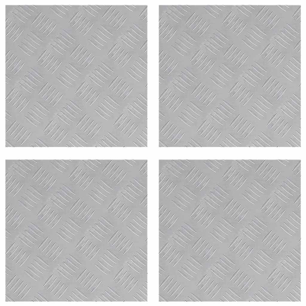 Juego de 4 chapas estriadas de aluminio, cuadradas, 40 x 40 cm, de acero metálico con superficie antideslizante para escaleras, alfombras y proyectos de bricolaje