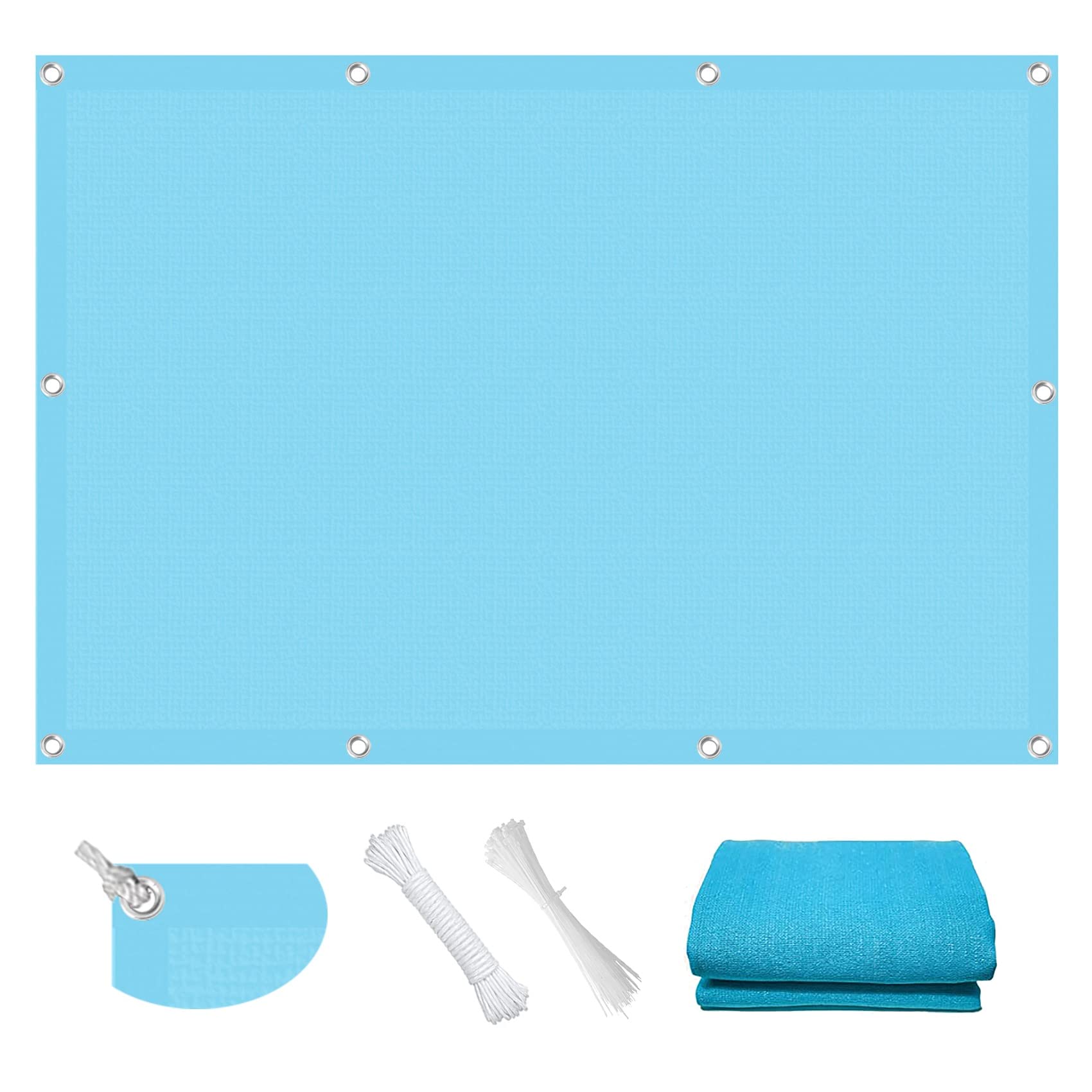GLDYTVF Large 3.6 x 10m Sun Shade Sail Canopy with 95% UV Block Breathable Sky Blue Outdoor Patio Awning with Free Rope