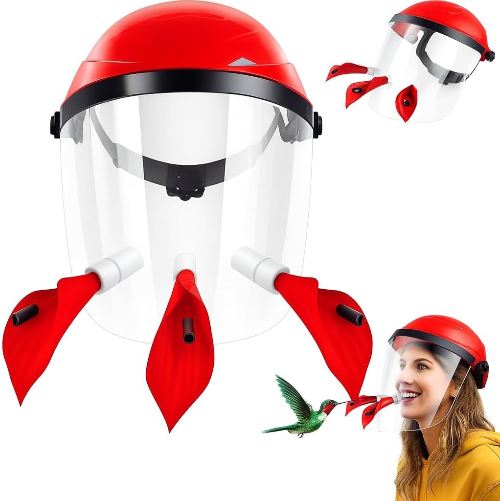 Hummingbird Feeder Mask, Humming Bird Hat Bird Feeders, Hand Held Helmet with 3 Feeding Ports