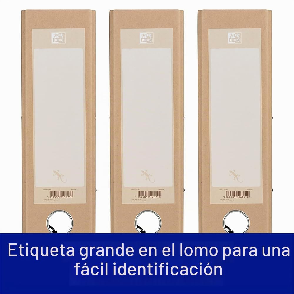 Oxford Archivador A4, bueno para el medio ambiente, en beige, 3 unidades