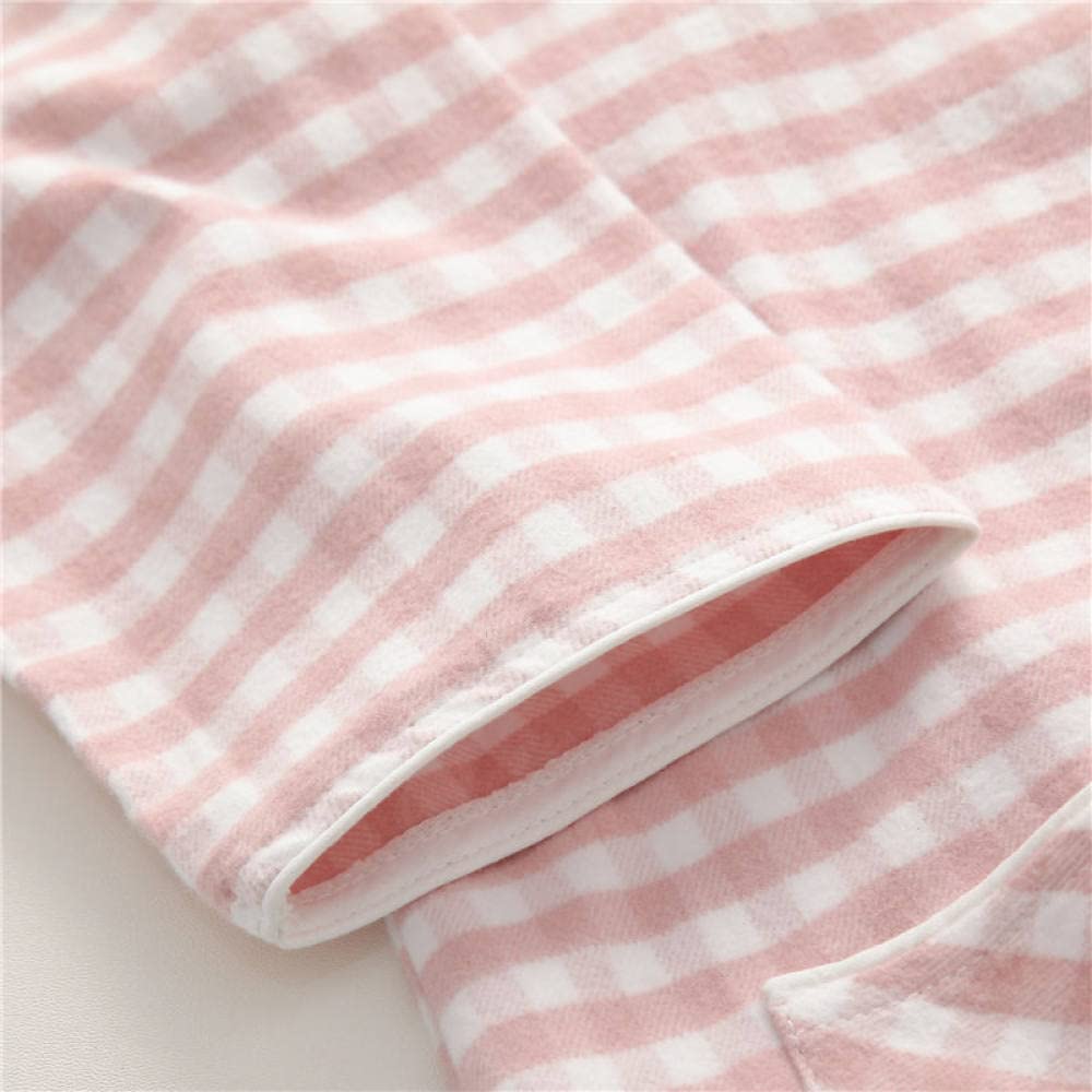 Pigiama Donna Corto - Semplice Pigiama in Cotone Scozzese Rosa Pigiama Spazzolato Set Casual Manica Lunga da Donna Pigiama Top & Pantaloni Abbigliamento da Notte Accogliente Loungewear