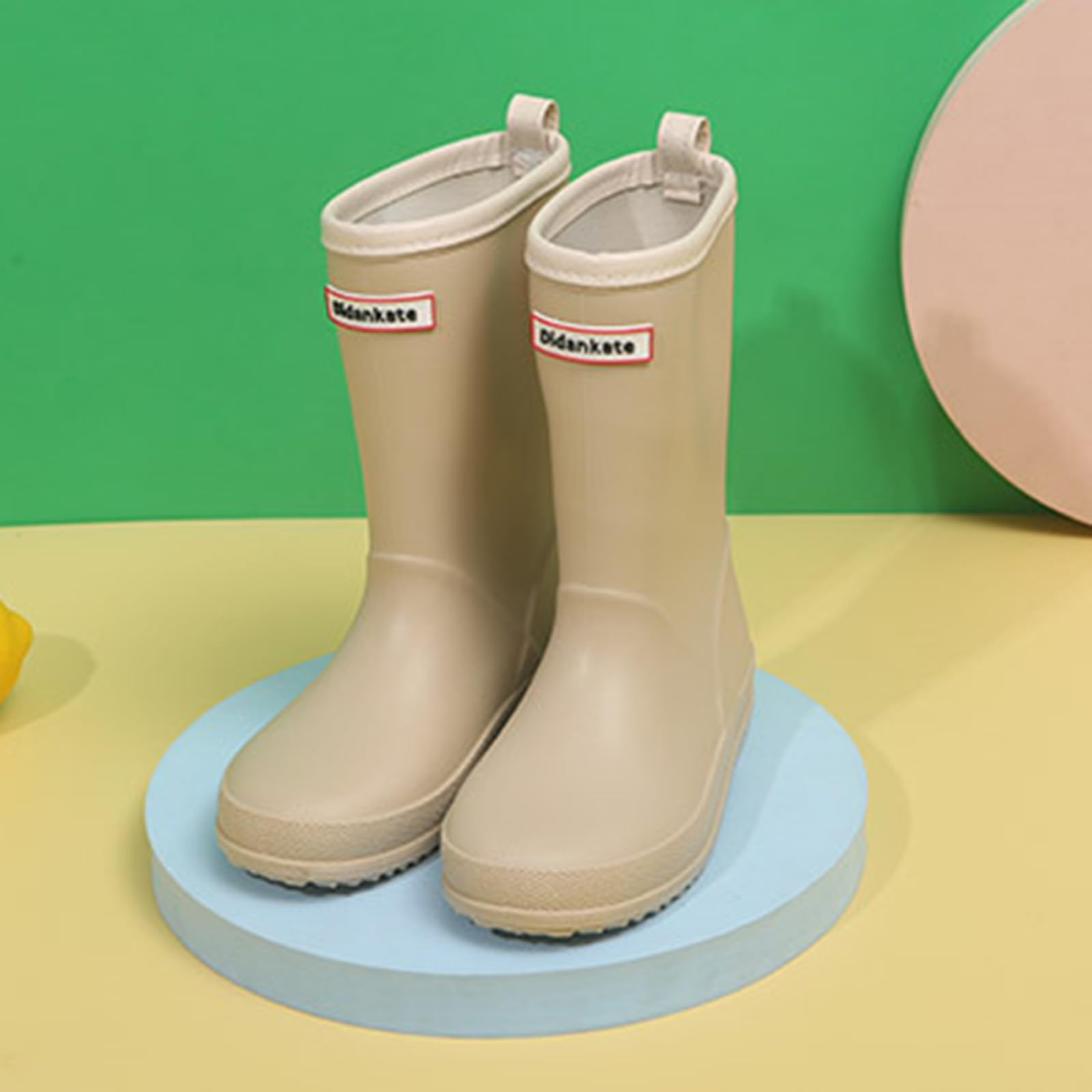 Botas niños fácil Poner Botas de Lluvia Antideslizantes para niños y niñas, Zapatos para niños, Botas Unisex para niños (Khaki, 35 Big Kids)