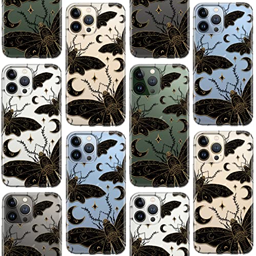 Cavka Phone Case Compatible With Iphone 14 13 Pro Max 12 Mini Se 11 Xr Xs 8 Plus 7 6S Witchcraft Constellation Occult Death's Head Hawk Moth Clear Tpu Protective Silicone Slim Flexible Bumper Cover #TOP5