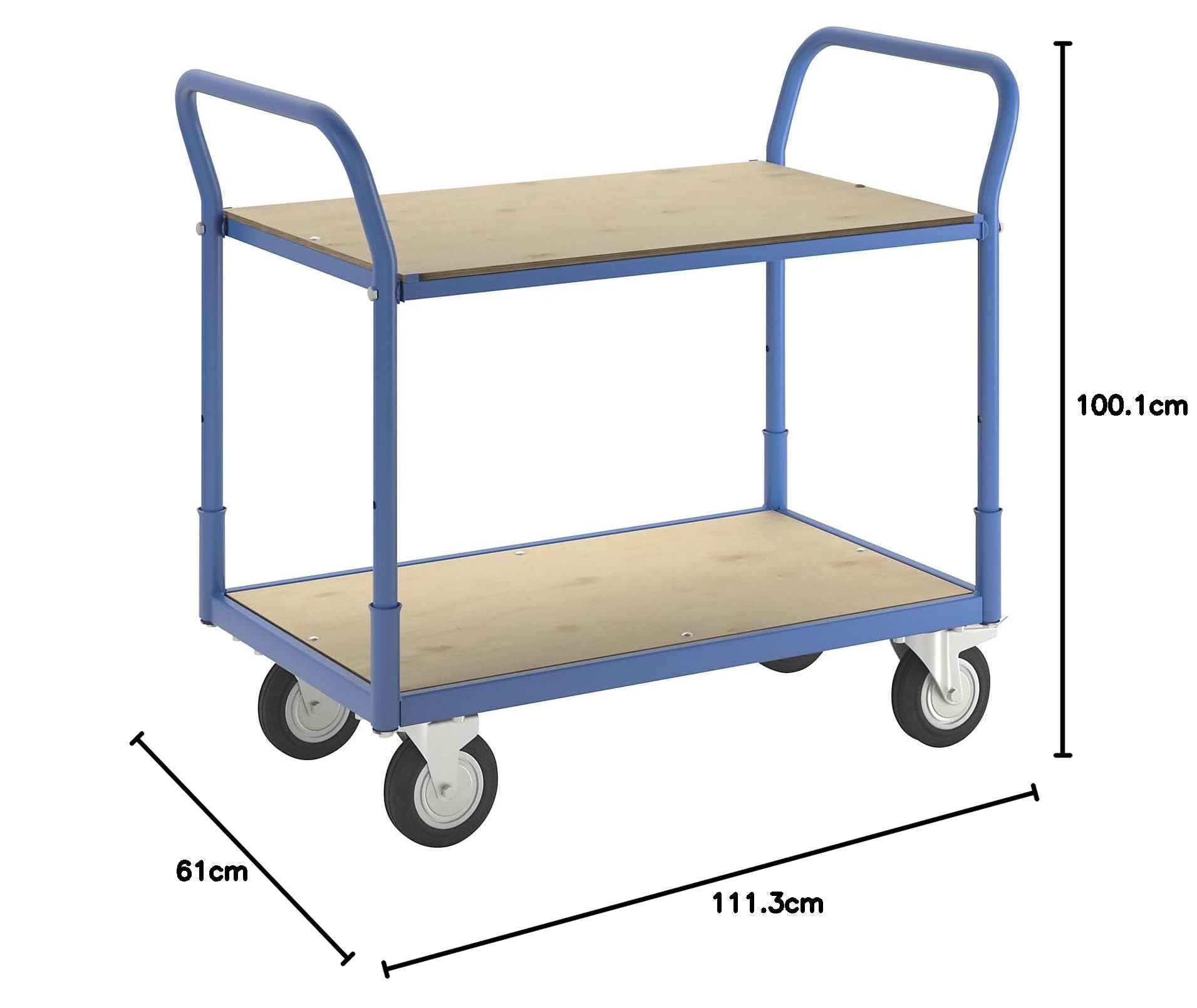 eurokraft | Tischwagen Flex | Tragfähigkeit 200 kg | 2 Etagen