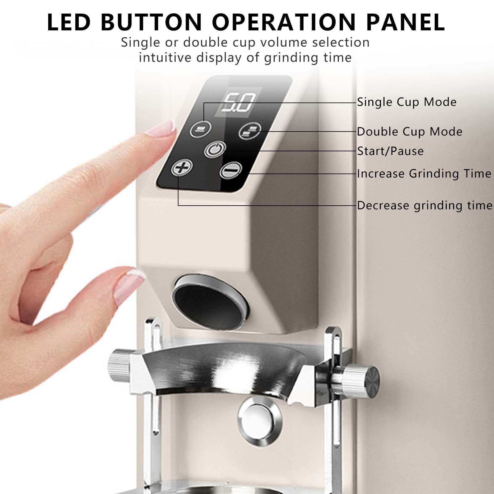 Molinillo de café Comercial de 350 W, muelas Planas de Acero Inoxidable de 64 mm, Capacidad de 453 g, Molinillo de café eléctrico (Negro)