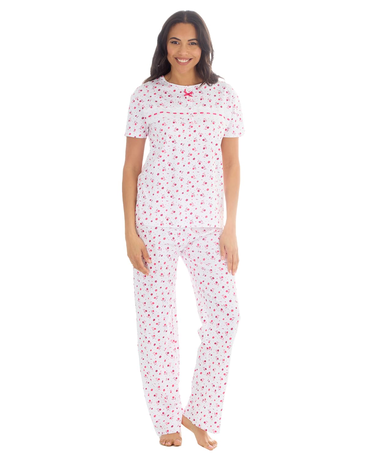Undercover Ladies Long Cotton Pyjamas 34B2119 Pink Floral 18-20