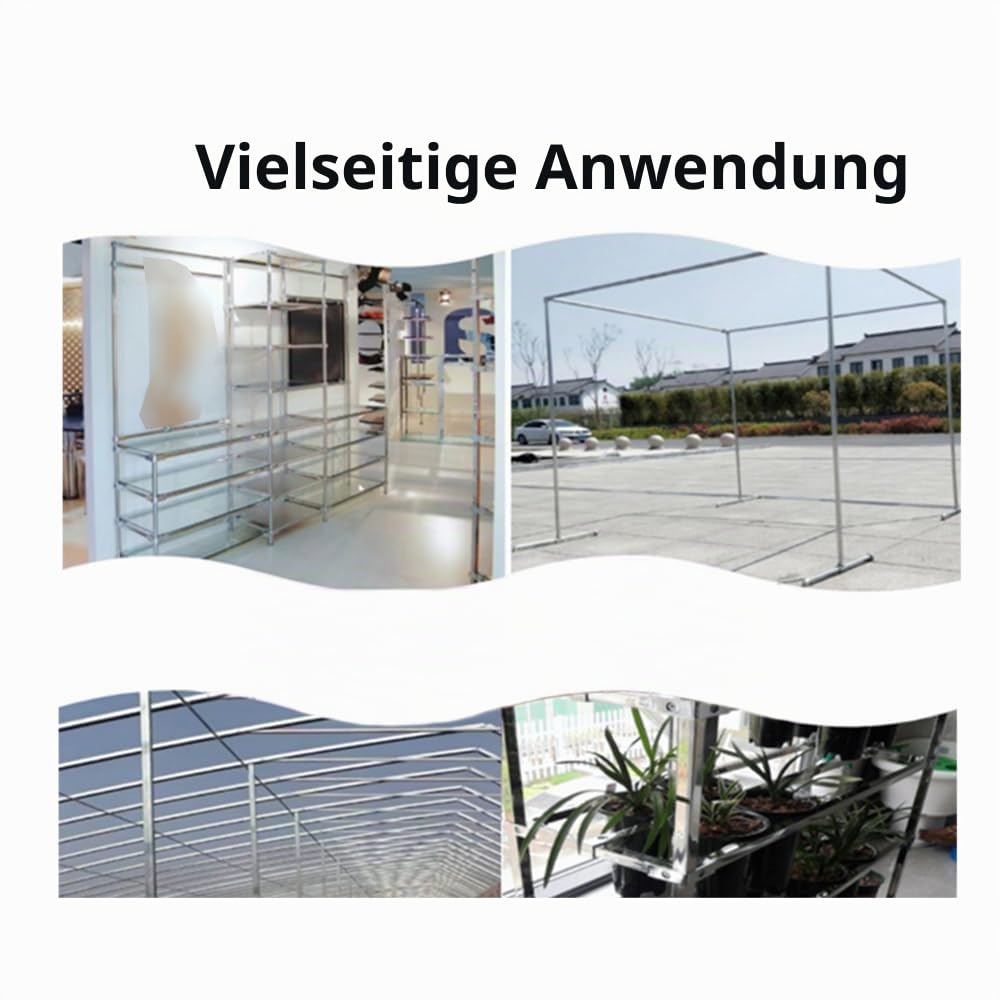 TopHomer 8 Stück Endschienenklemme, 3,5 cm Edelstahl T-Rohrschelle Verbindungsstück Kettenglied-Zaunklemmen mit Schrauben und Muttern für Zuhause, Lager, Geschäfte