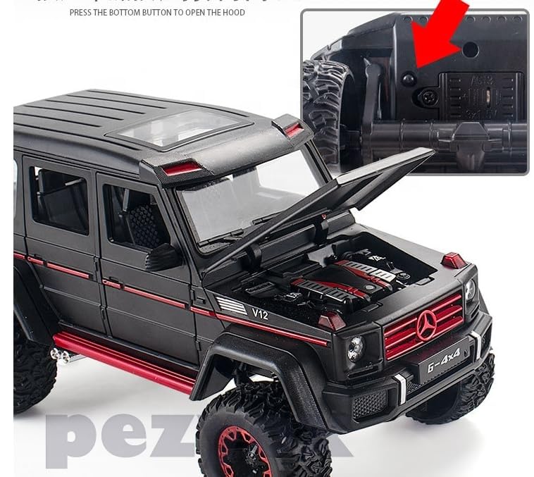 Image of 1 /24 Big Mercedes AMG G500 4X4 Toy Car Metal Pull Back Diecast Car with Openable Door and Sound Light, Gifts Toys for Kids (Black)