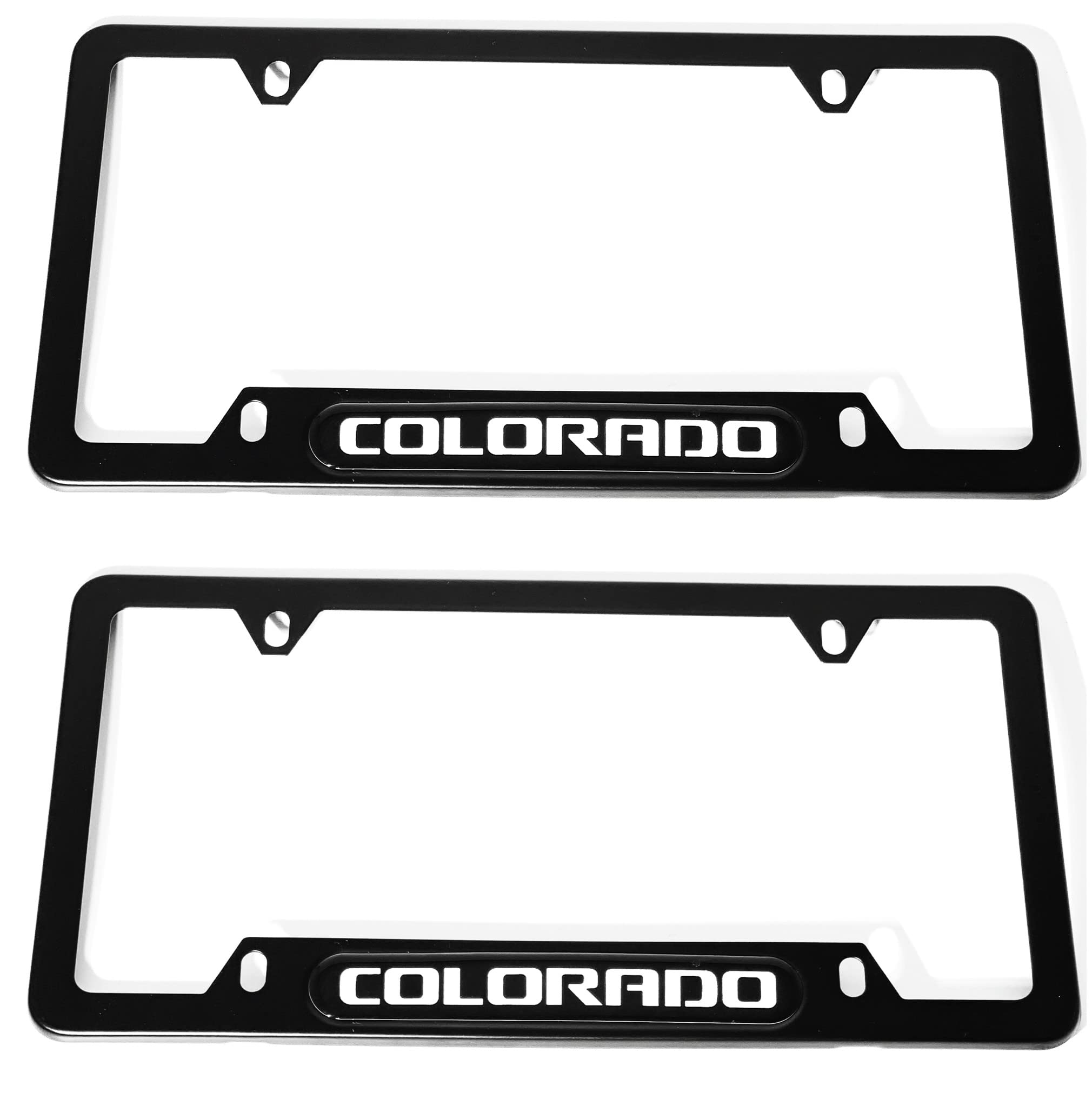 2 Pcs Car Auto Truck Script License Plate Frame Cover Holder COLORODO Compatible with -Stainless Steel COLORODO (Black)