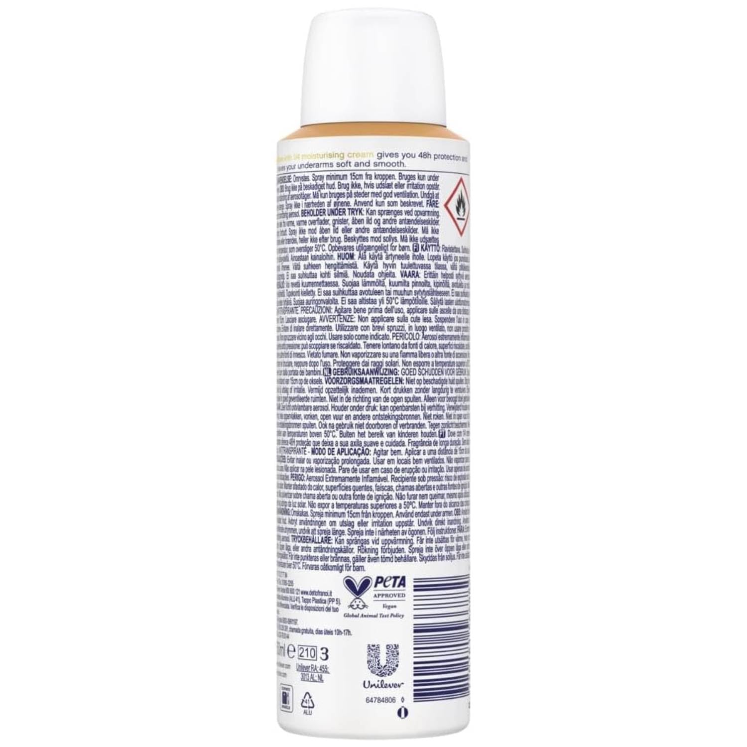 Dove Fruit Fresh Deodorant-Spray, Anti-Transpirant, 48H, ohne Alkohol, mit Feuchtigkeitscreme, fruchtiger Duft, 150 ml (12 Stück)