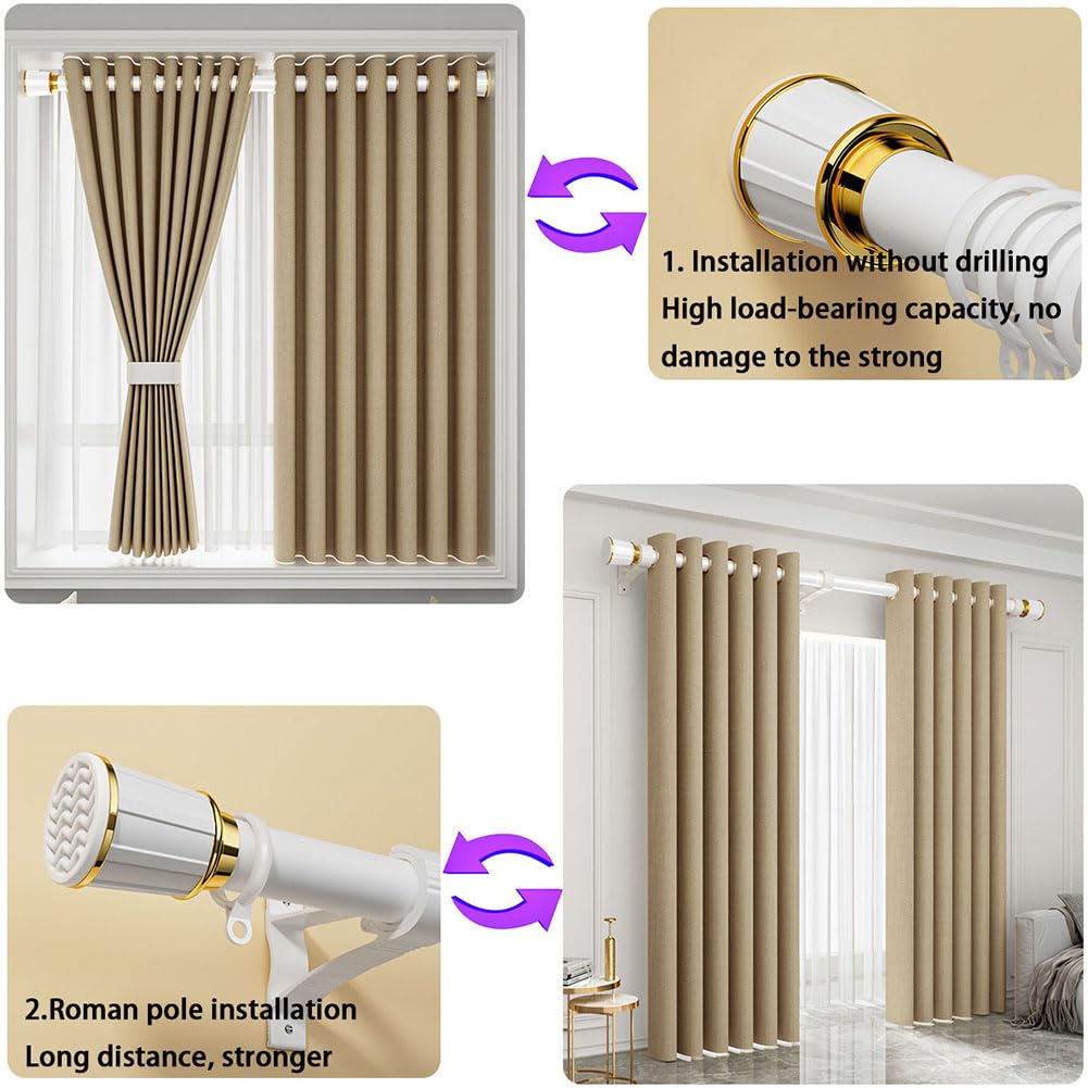 Verstellbare Gardinenstange ohne Bohren, Teleskopstange für Kleidung und Duschvorhang, ausziehbare Gardinenstange für Schlafzimmer und Wohnzimmer, Fenster, Lila, 40–50 cm