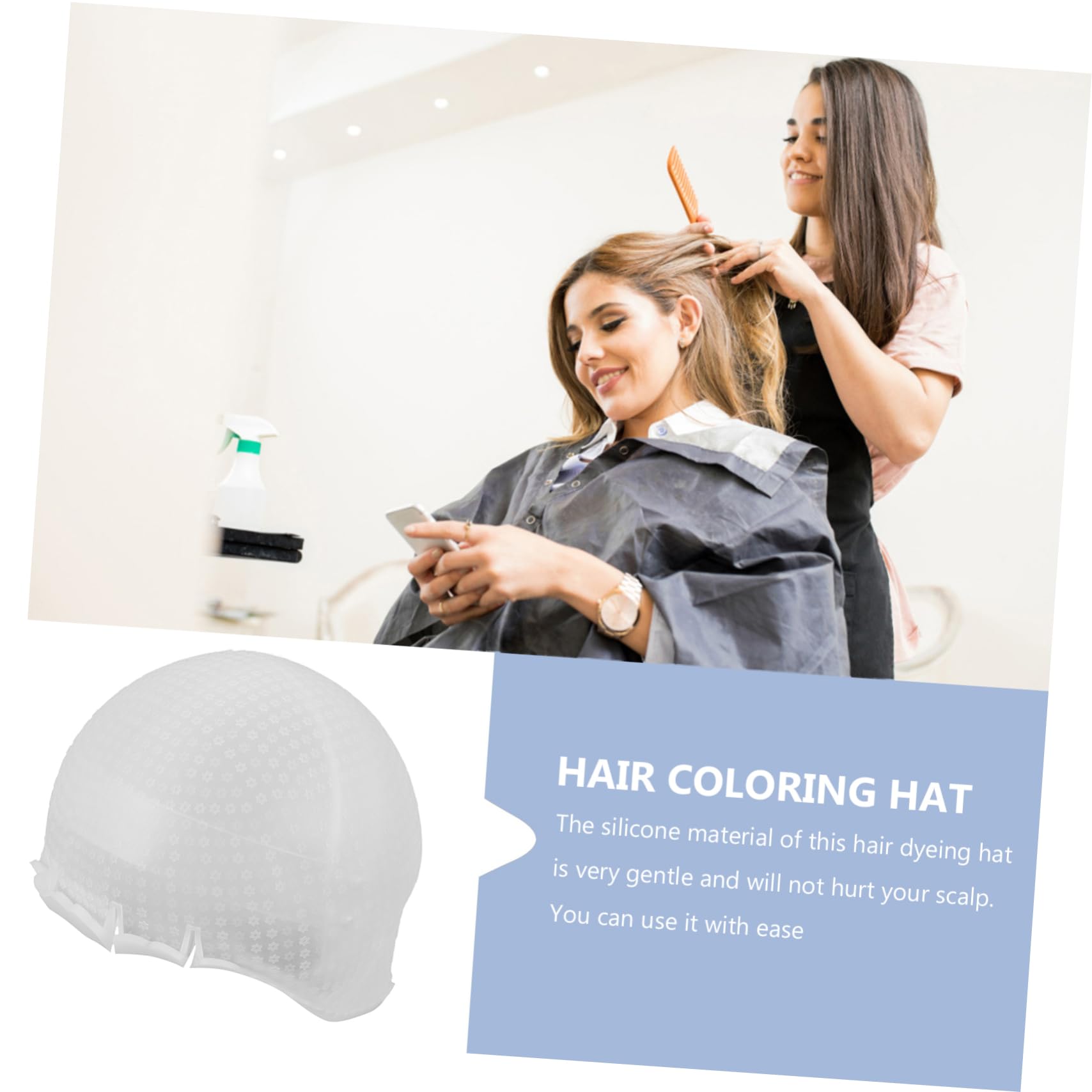 COLLBATH Gorro De Silicona Para Mechas Profesional Reutilizable Con Agujeros Preperforados Para TeñIr Y Tratamientos De Cabello En SalóN