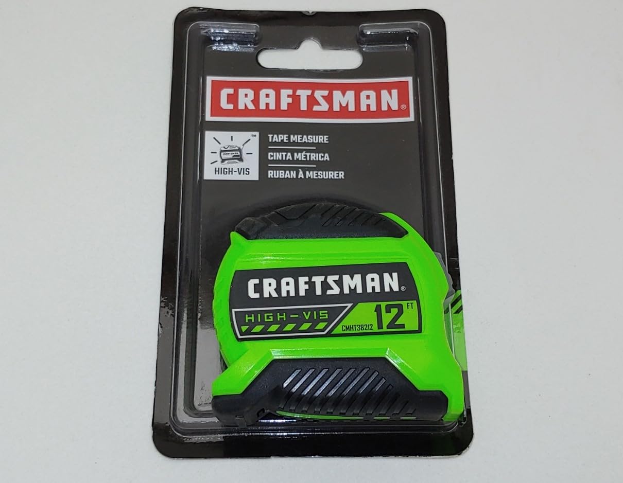 Craftsman 12' High Visibility Tape Measurer Measure Compact with Belt Clip, Lock