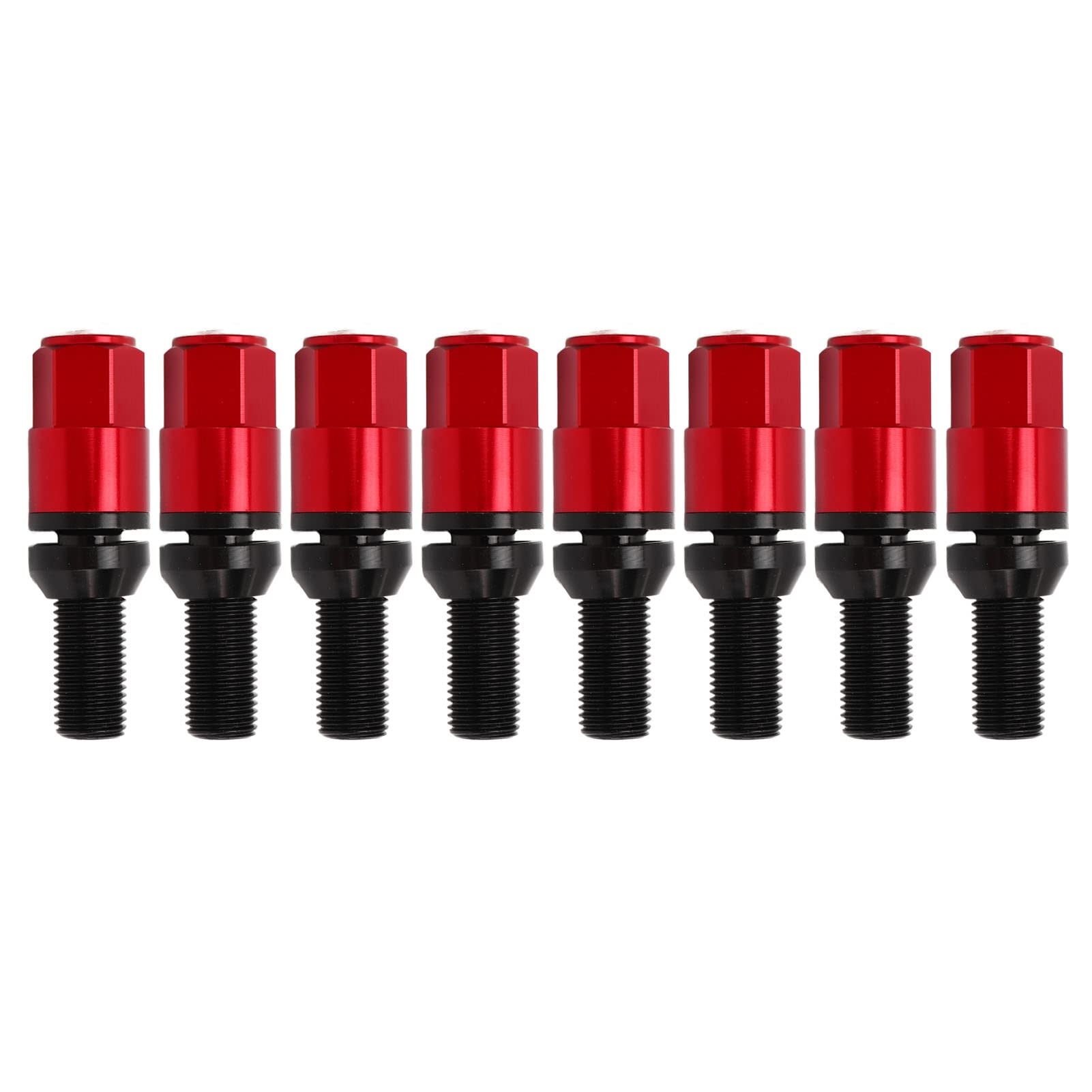 Hochwertige 35CrMo-Kegelsitz-Radschrauben, 20 Stück Sechskant-17-mm-Radbolzen M14x1,5, Güteklasse 12,9 für Autos, Universell Einsetzbar mit Langer (Rot)