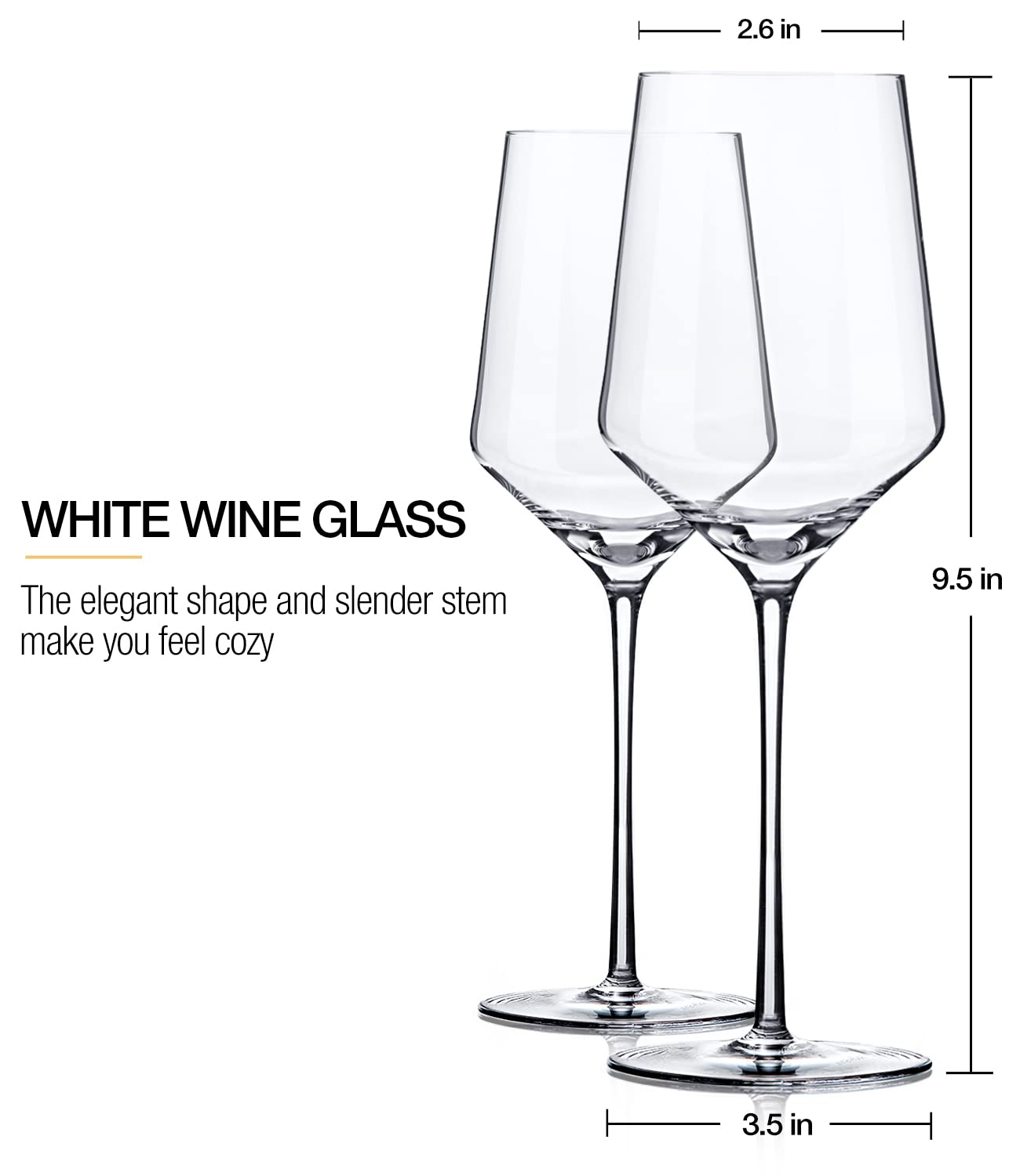 White Wine Glasses Set of 4 Modern Crystal Hand Blown Wine Glass15 oz