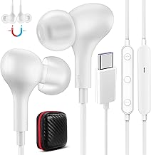 USB C Headphones for Samsung A54 A36 A17 A26 A16 5G Galaxy A55 S25, In-Ear Headphones USB C Connection Magnetic Headset with Microphone, Type C Earplugs with Cable for Pixel 9 8 iPhone 17 Air 16e iPad