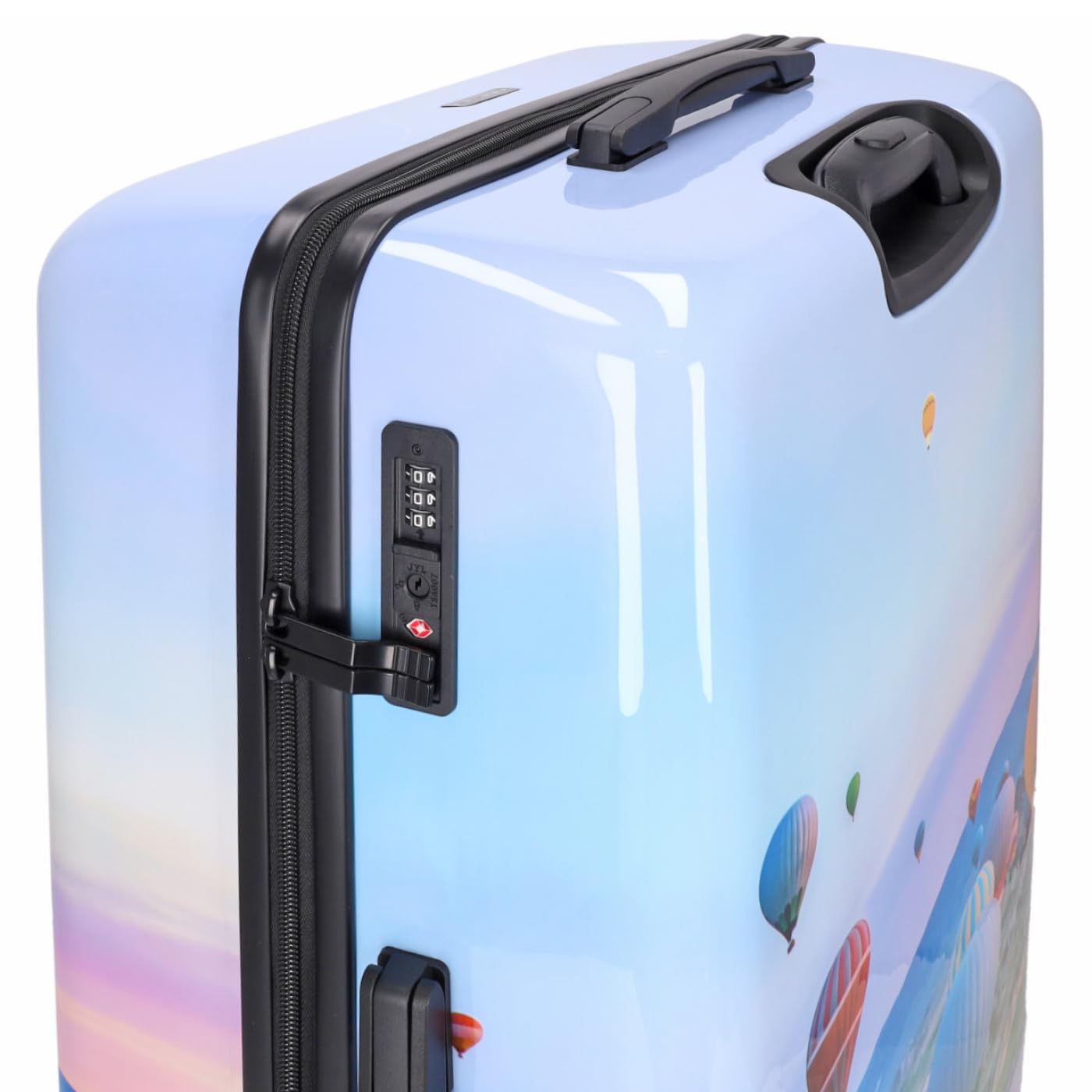 Reisetrolley STONEWOOD 4W | Koffer mit Vier Rollen | stabile ABS Hartschale und TSA Zahlenschloss | Trolley mit Reißverschluss | mit modernem Foto Motiv (Ballon, L - großer Koffer)