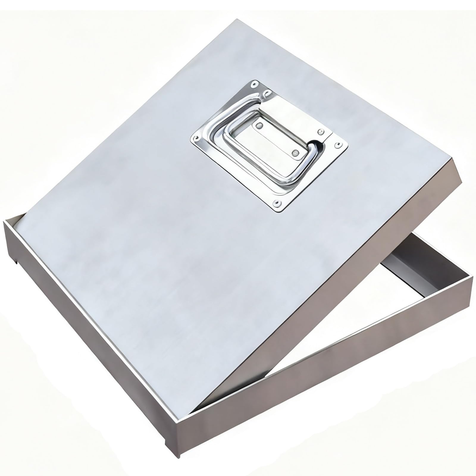 Tapa para Arqueta de Registro y Marco de Acero Inoxidable con Asa Tapa Sumidero Terraza para Exteriores para Fosas Sépticas Alcantarillas Patios y Parques(30x30x5 cm/12x12x2 in)
