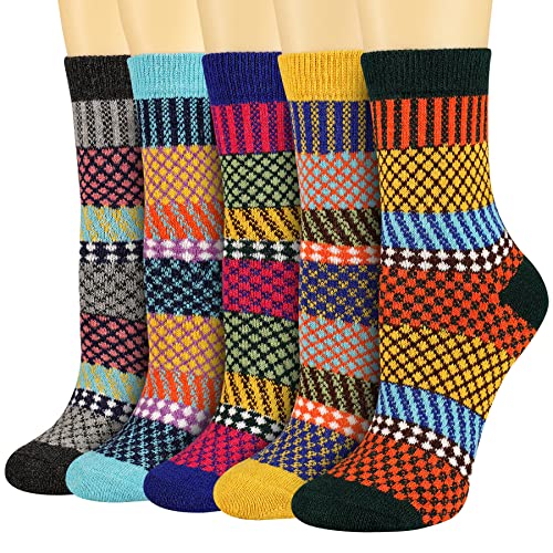 Image of Heatuff Women's Winter Wool Socks Warm Soft Full Cushion Crew Socks (5 Pairs)