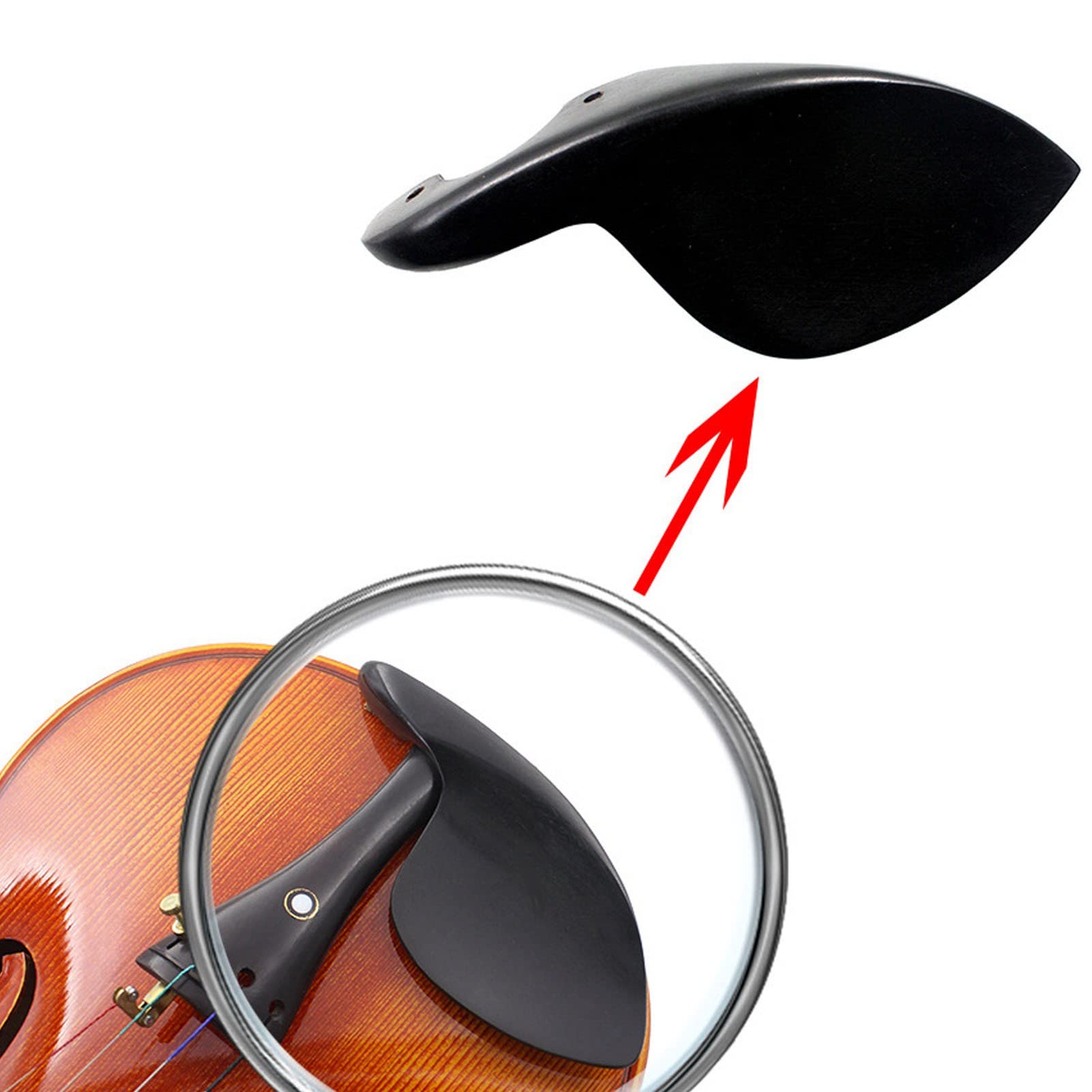 Violon Kit Accessoires 15 Pièces Ébène Noir (Cordier, Queue, Corde, Bouton, Accordeur, Mentonnière, Pont, Tuning Pegs, Fins)