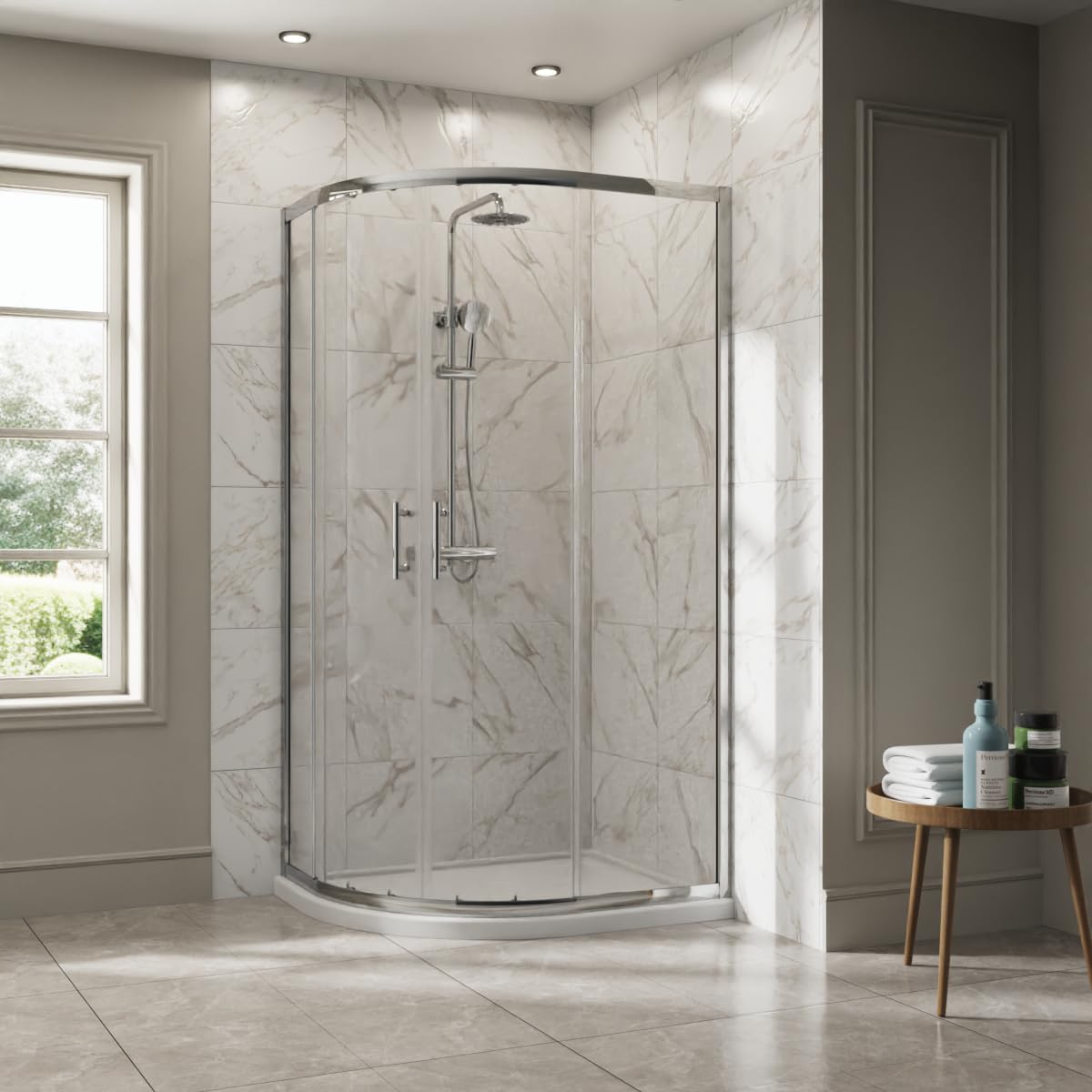 Nrg Chrome 1000 X 800Mm Framed Offset Quadrant Shower Enclosure Sliding Door For Wet Room Cubicle Enclosures