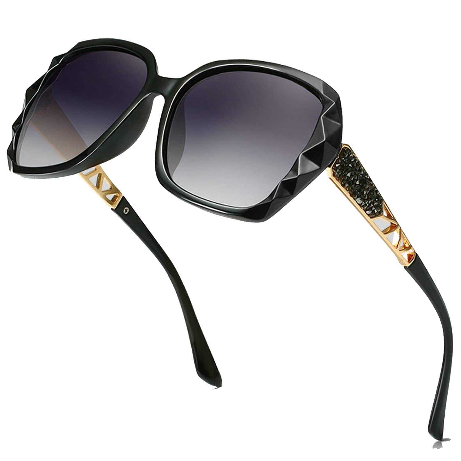 mincl Oversized Reading Glasses Classic Black Sun Readers Outdoor Full Lens Reading Sunglasses for Women-Not Bifocal (black, 2.0x)