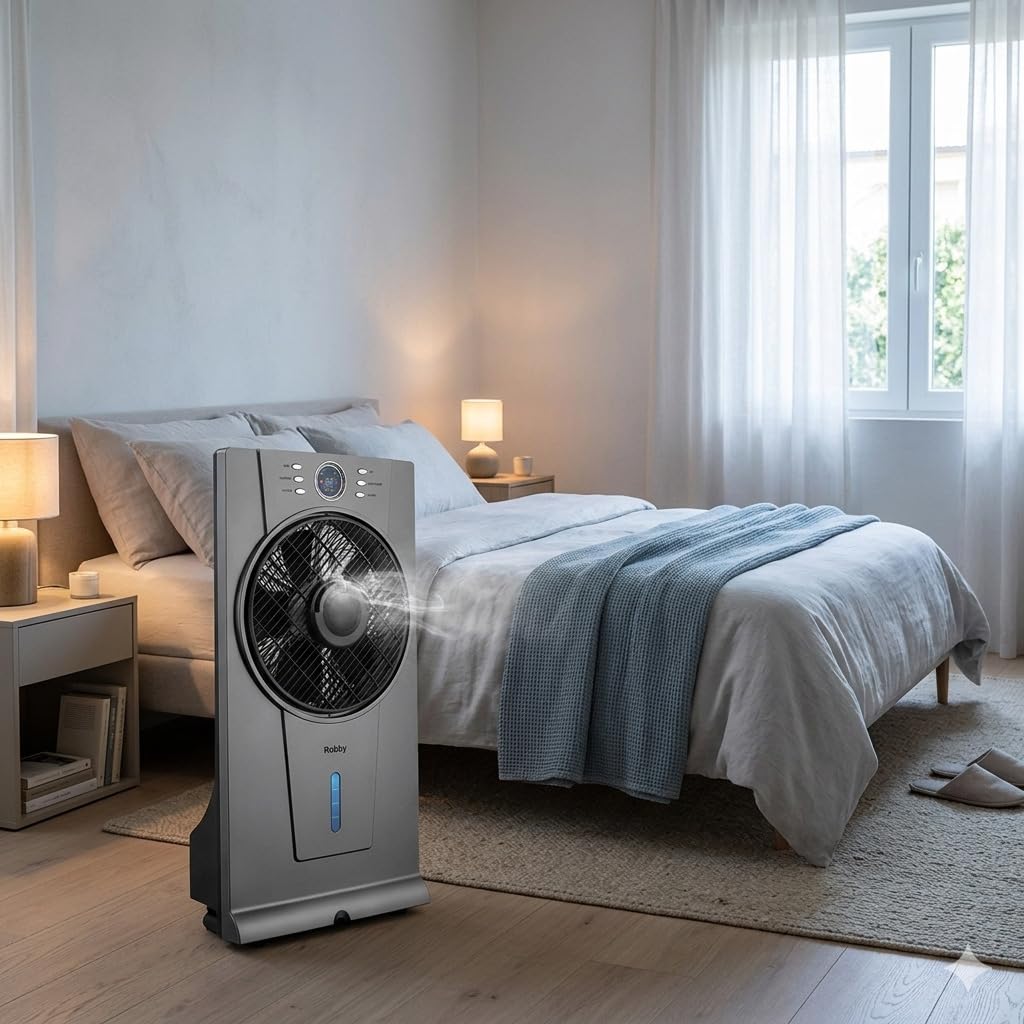 Rafraîchisseur d'air par brumisation avec télécommande - ROMI25G - Robby