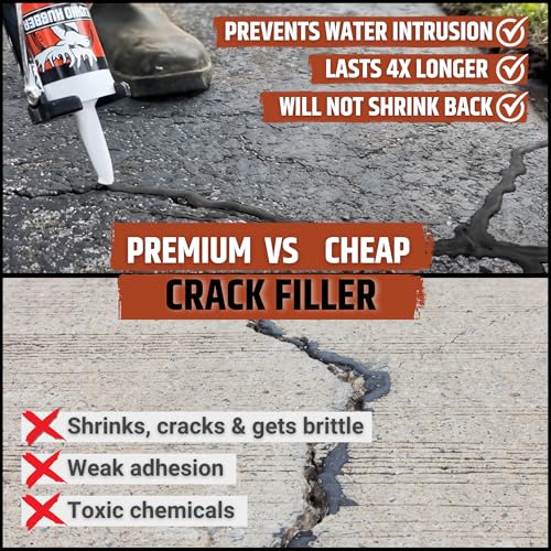 Image of Liquid Rubber Asphalt Crack Filler - Professional-Grade Self-Leveling Waterproof Sealant for Driveway, Parking Lot & Walkway Cracks - Black 10oz - Helps Stop Water Intrusion & UV Damage - 2 Pack