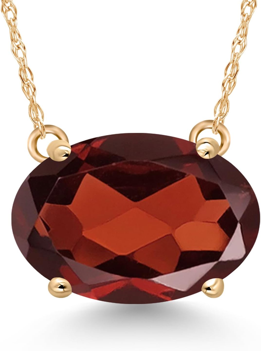 Gem Stone King 14K Yellow Gold 11X9MM Oval Gemstone Birthstone Solitaire Pendant Necklace | Gold Necklace For Women | With 18 Inch Gold Chain