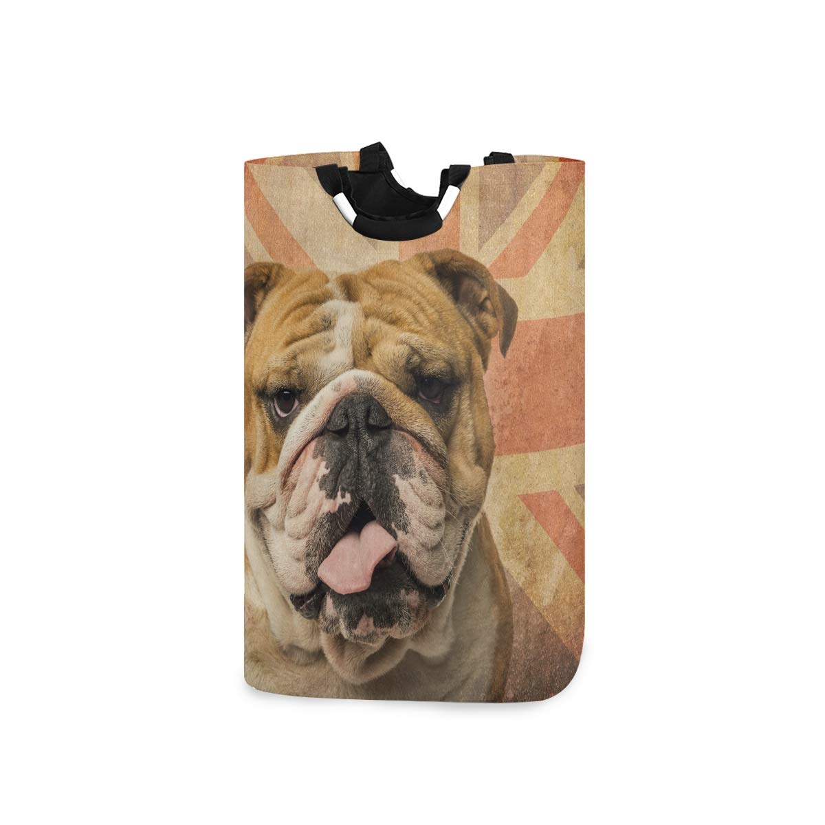 Mnsruu Vintage English Bulldog Laundry Basket Collapsible Laundry Hamper with Handle Foldable Laundry Bin