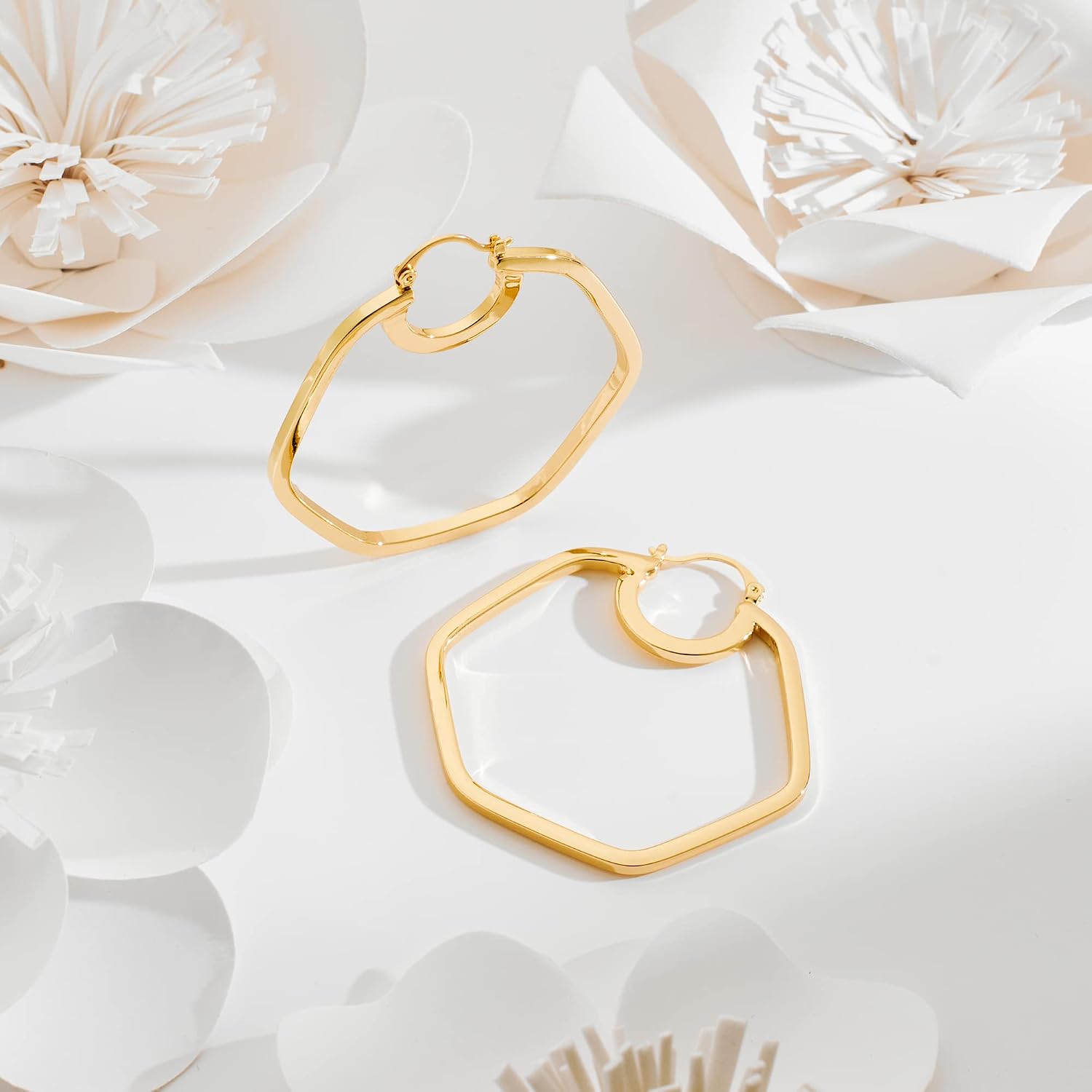 Large Hoop Earrings for Women Chunky Statement Hoop Earrings Vintage Y2k 80s 90s Trendy Hoops