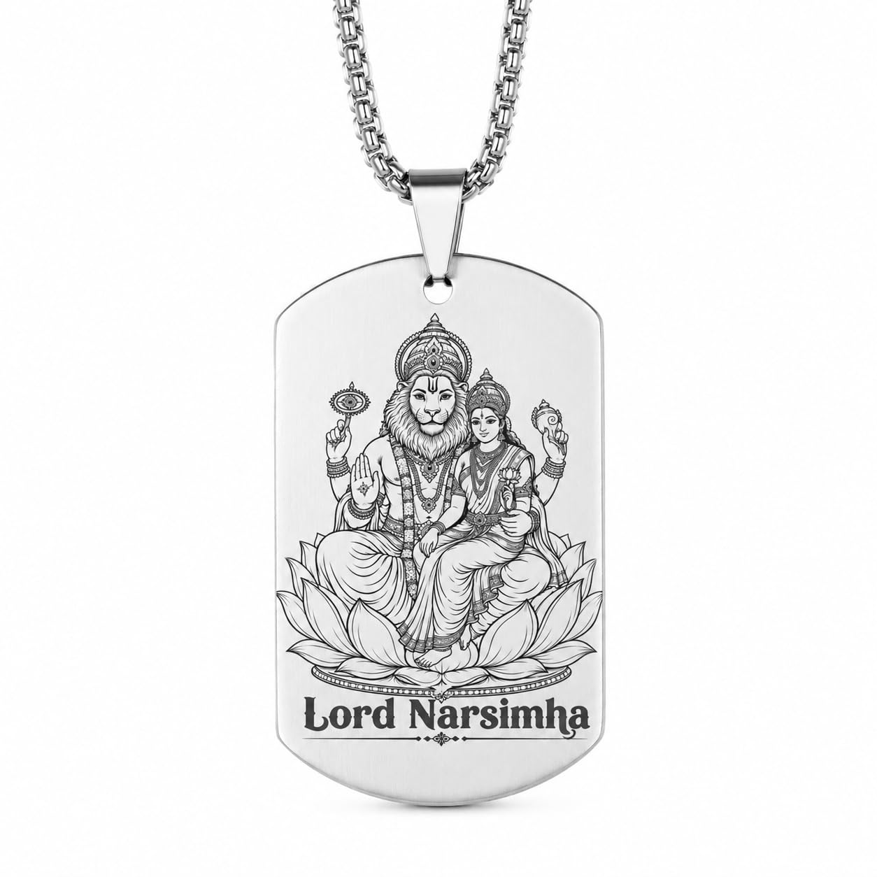 Lord Narsimha Gold Pendant Necklace for Men Women Stainless Steel Round Locket with 22 Inch Chain 30mm Religious Devotional Gift LordNarsimha29-image-15