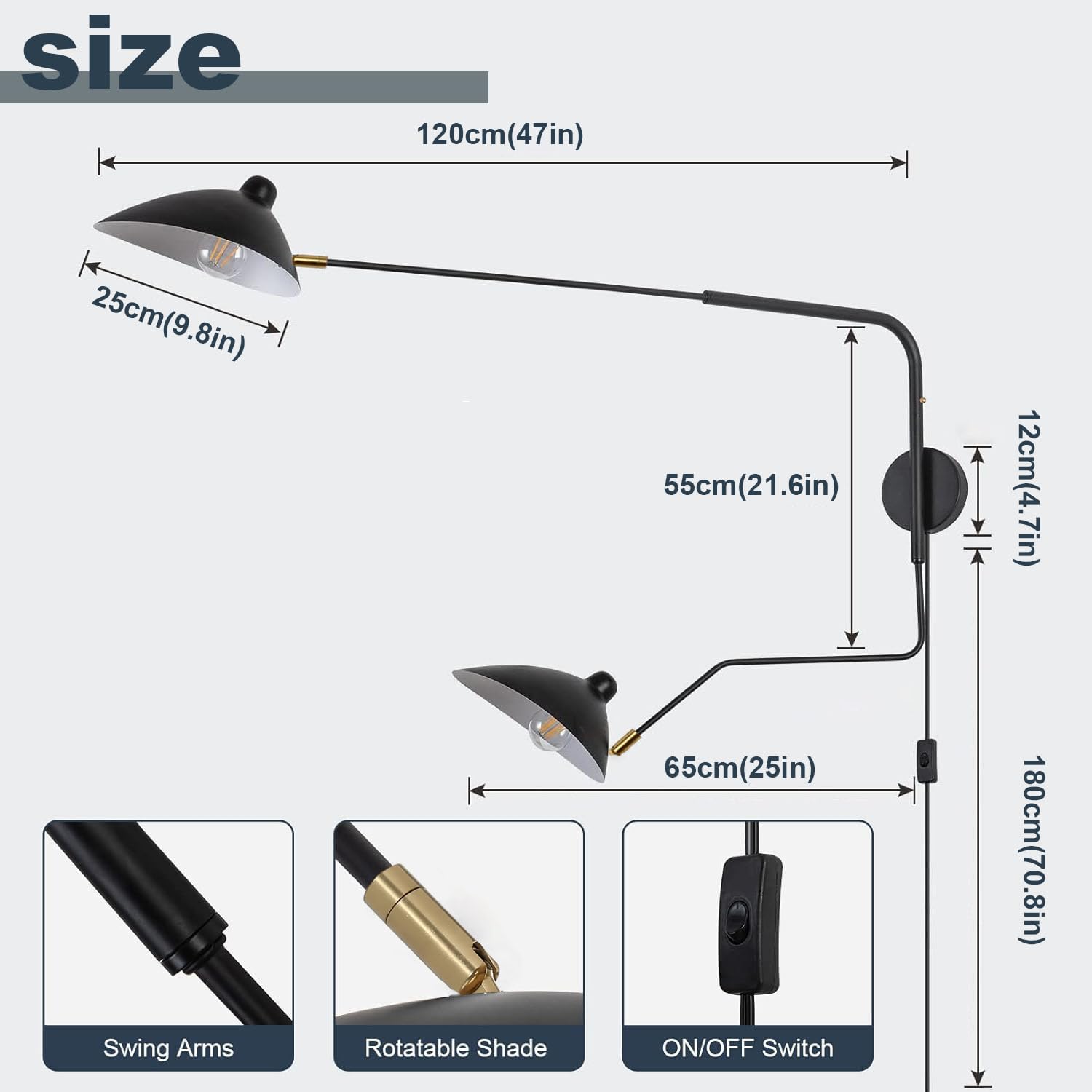 Retro Industriële wandlamp Verstelbare Lange Arm V... - Vicedeal