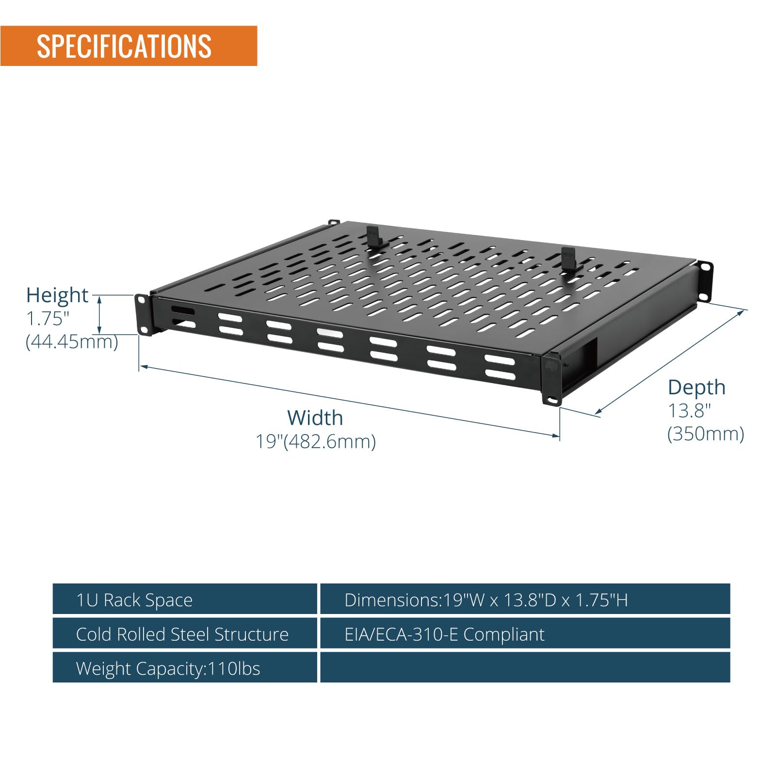 Tecmojo Estante deslizante para servidores de 4 postes 1U y estante de red con profundidad ajustable de 13.8 a 19.7 pulgadas con tornillos M6 y tope antideslizante