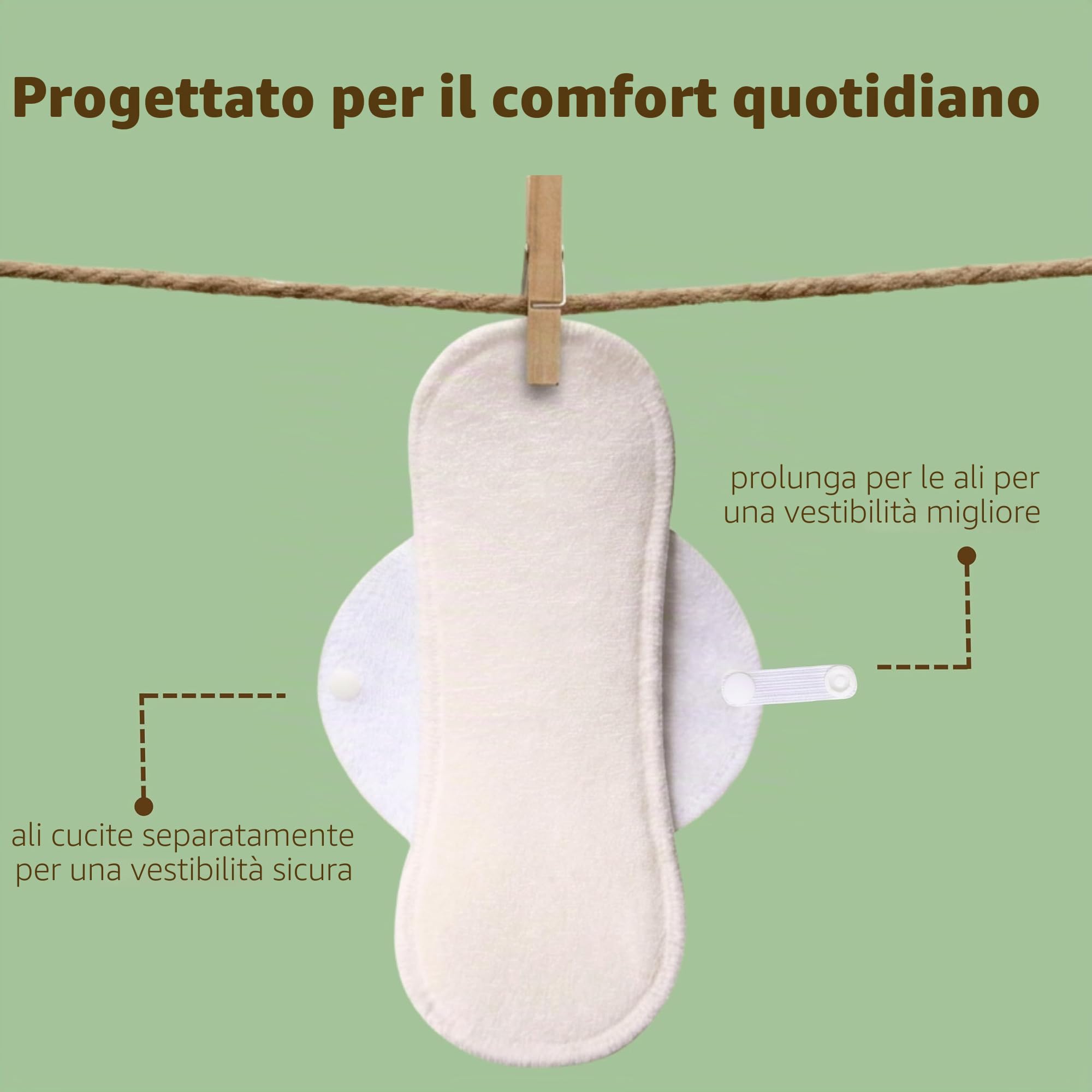 Salvaslip Lavabili Bambù ORGANICO; 7 Pezzi (S) Donna MADE IN EU; Assorbenti Lavabili senza PUL; Riutilizzabili per l'uso quotidiano e perdite vaginali, NON per il ciclo menstruale