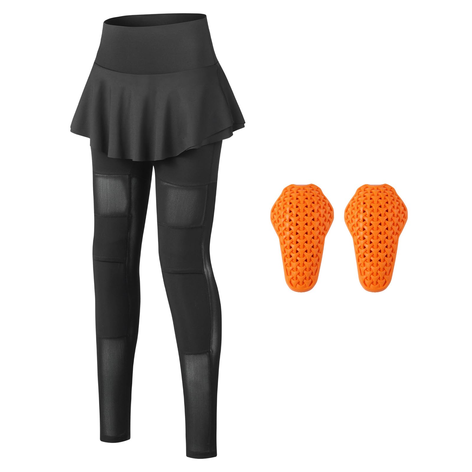 ARMAAN Skort Leggings Moto Donna con Protezioni Ginocchia Rimovibili Certificate CE Pantaloni Protettivi Moto A Vita Alta Elasticizzati per Touring Ciclismo attività Outdoor
