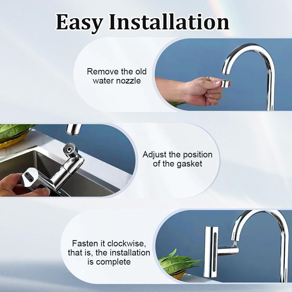 MVM Enterprise Sink Waterfall Faucet Sprayer Attachment 360 Rotatable Waterfall Kitchen Tap Head Replacement,Anti-Splash Faucet Nozzle Head With Hose And Universal Connector 3